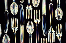 Plastic utensils made from biodegradable starch-polyester material. Scott Bauer/USDA