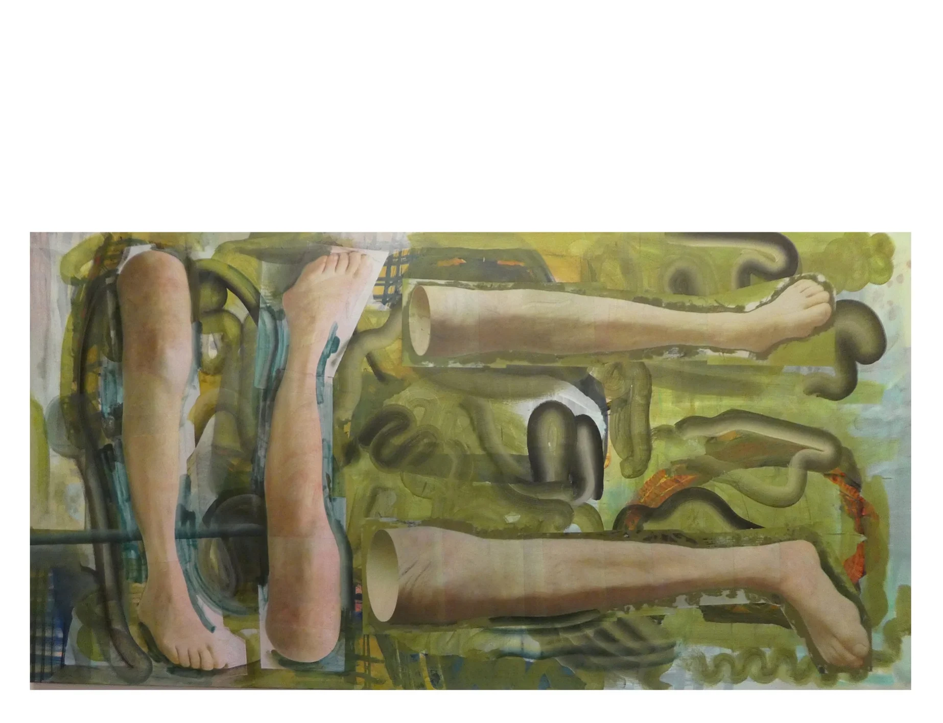 gardener's legs acrylic and collage on canvas \ 200 x 100 cm