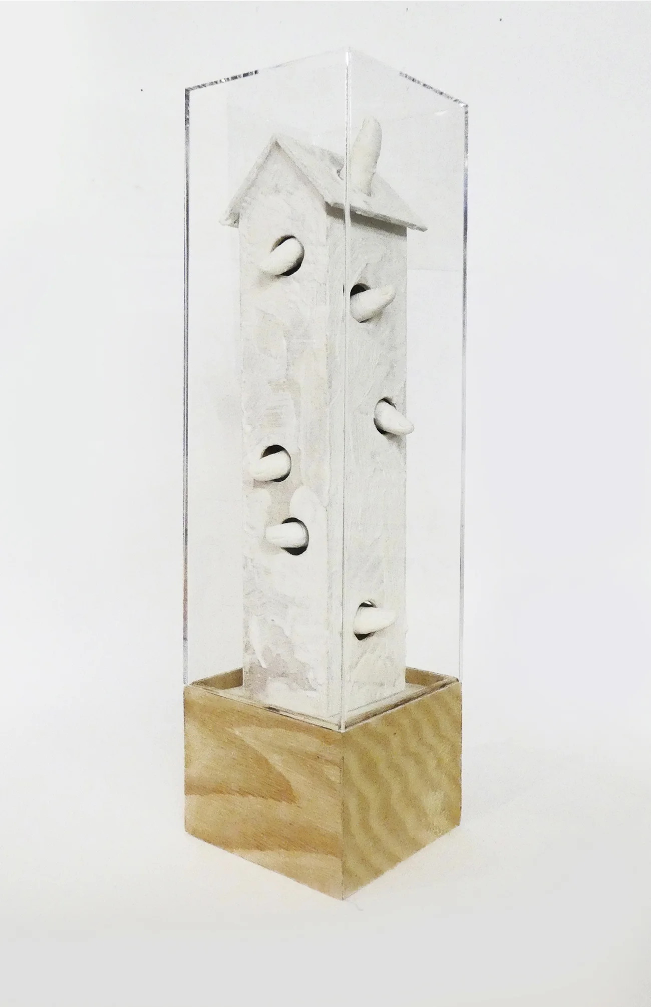 f-house wood, acrylic one, perspex, 20 x 19 x 60 cm .