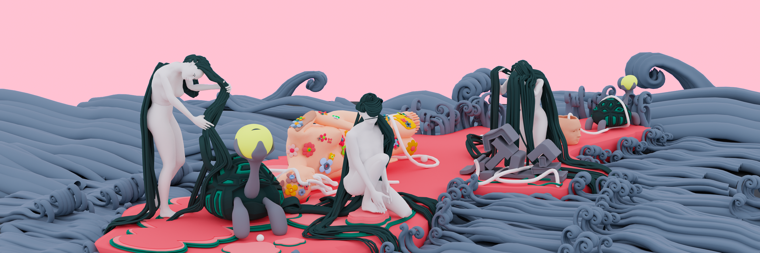 Modeling "Bathers" by James Jean for VR
