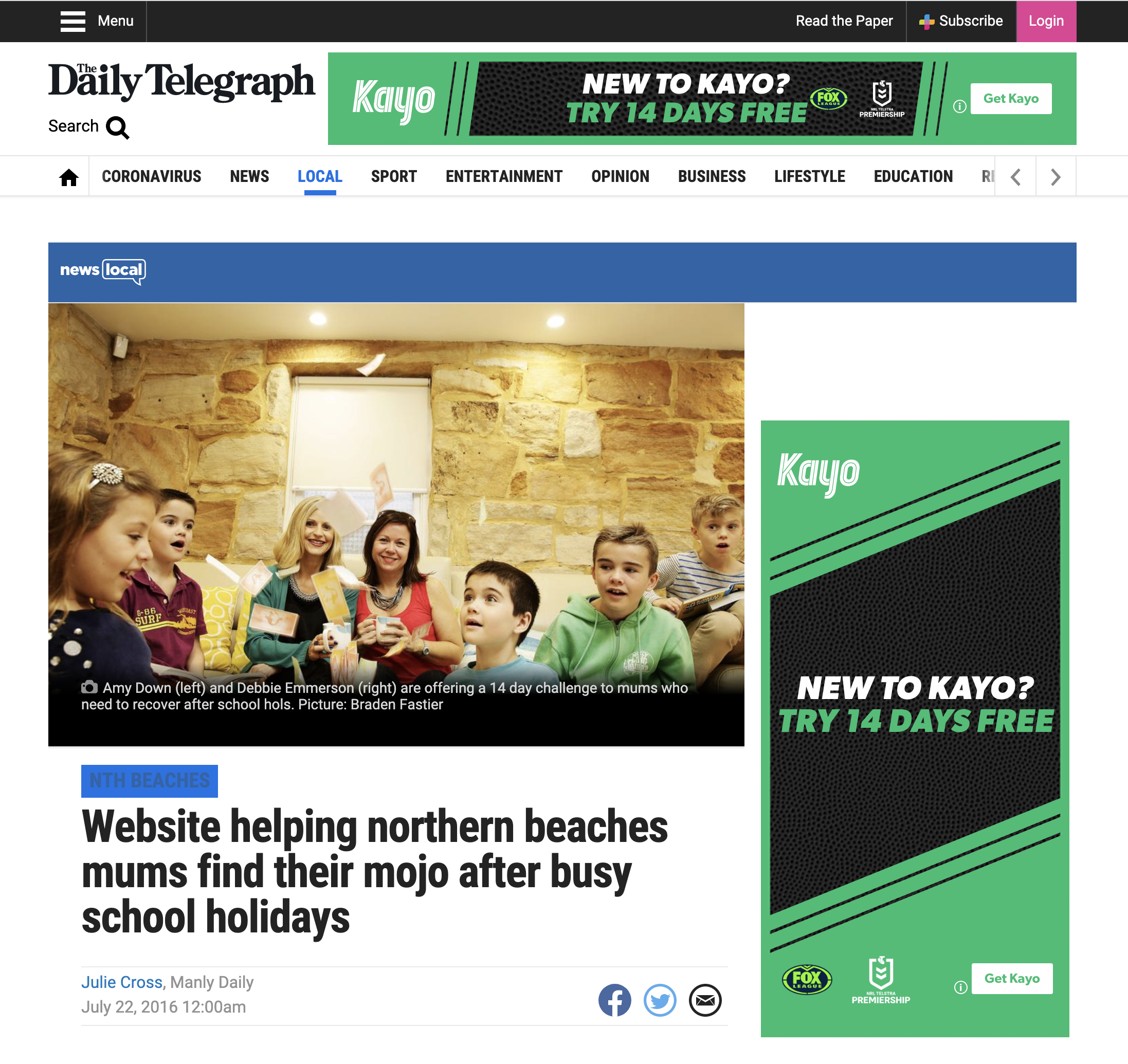 Daily Telegraph Story on Mindfulness Program