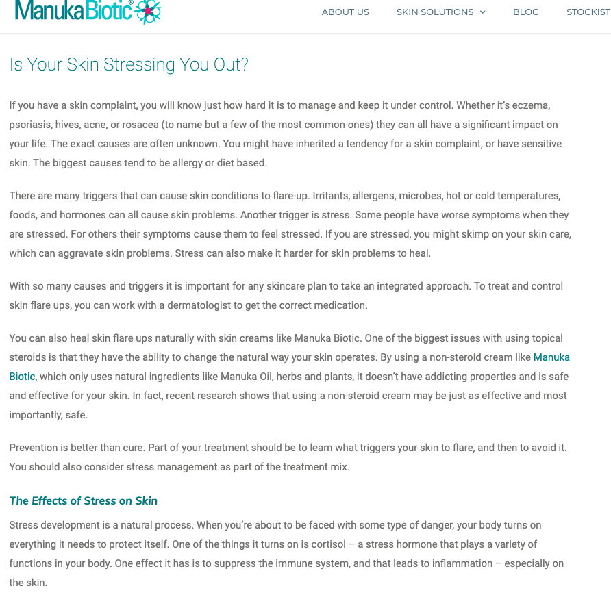 Manuka Biotic - Is your skin stressing you out?