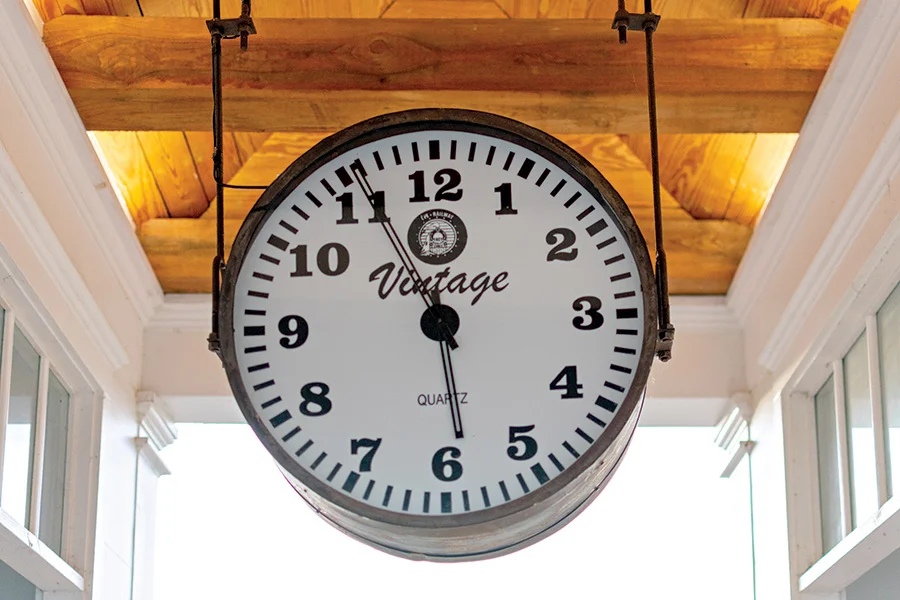 A vintage-looking clock hangs in the Adelaide neighborhood post office.