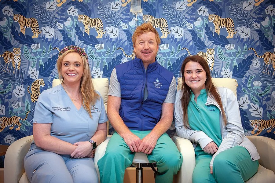  Revive Wellness of Starkville staff nurse practitioner Ashleigh Flora, co-founder Dr. Clifton Scott and nurse/social media manager Grace Dabbs. 