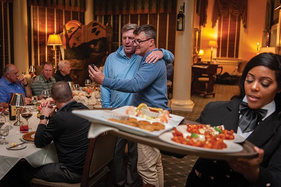Dinner is served in the Old Waverly clubhouse.