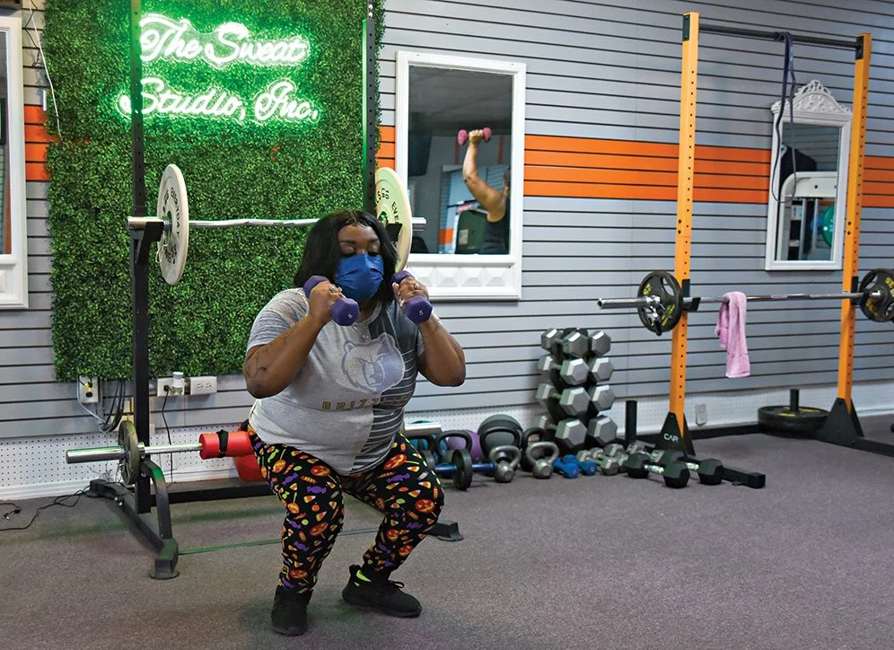 Shantel Stewart works out at The Sweat Studio in downtown Macon. “My goal is to come four times a week,” Stewart said.