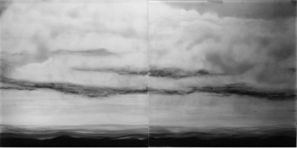 Claudia Melli | Sem título, n. 123, Série Entre o Perto e o Distante | 2012 | Nanquim sobre vidro | 2 x (70 x 70) cm