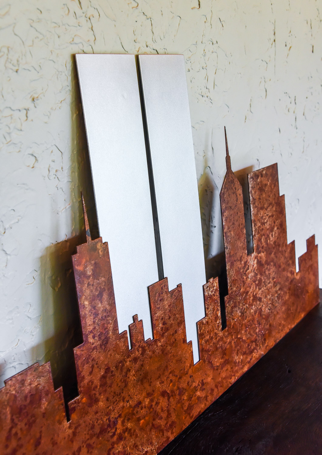 Rusted New York City Skyline Metal Wall Art with Twin Towers 3.jpg