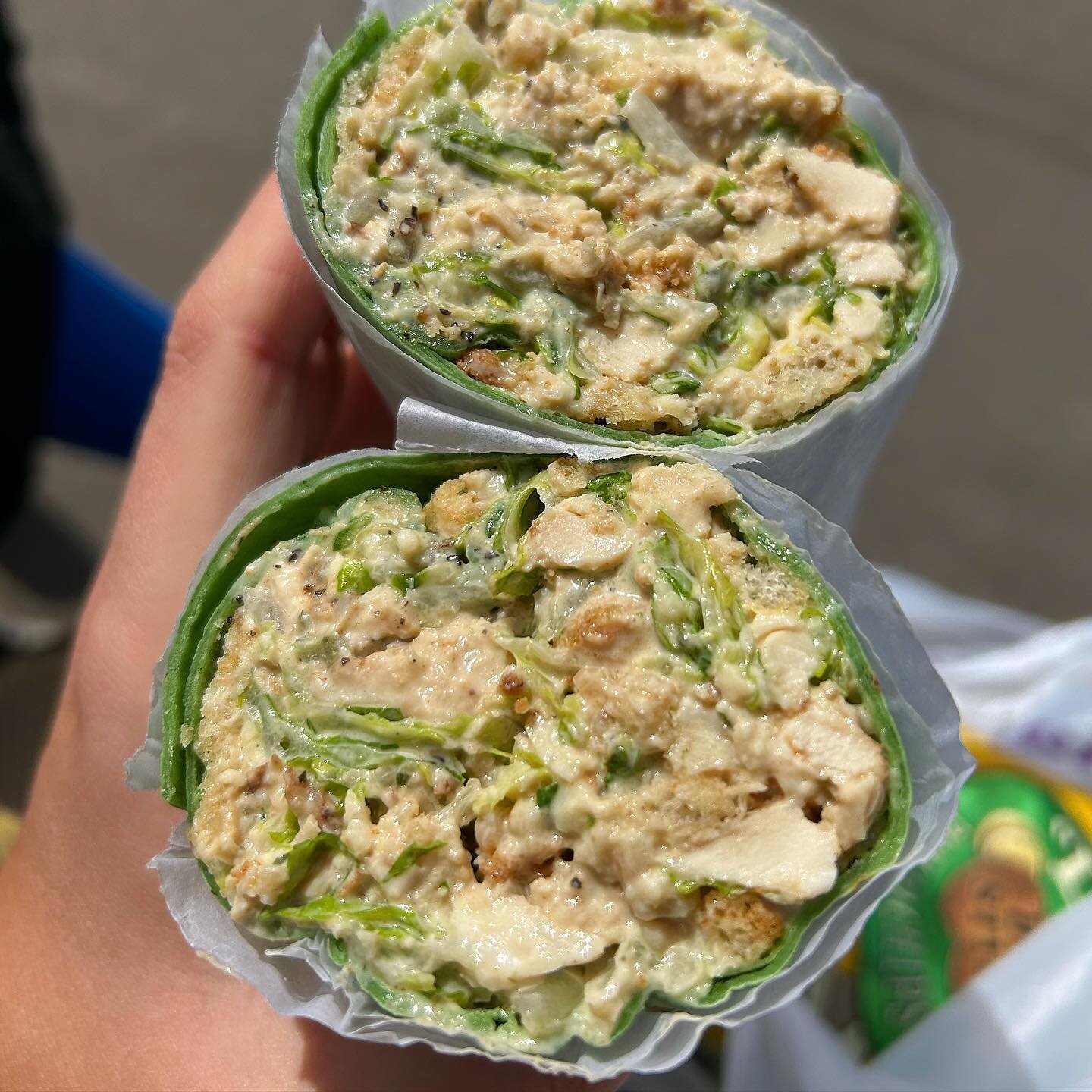 Is there anything better than a chicken Caesar wrap on a sunny day?? 
.
.
.
#chickencaesarwrap #caesarsalad #wrap #spring #lunch #food #nycfood #bodega #nyceats #nycfood #nycfoodie #goodfood #craving #springfood #seasonal #nyceater #eatingnyc #hungry