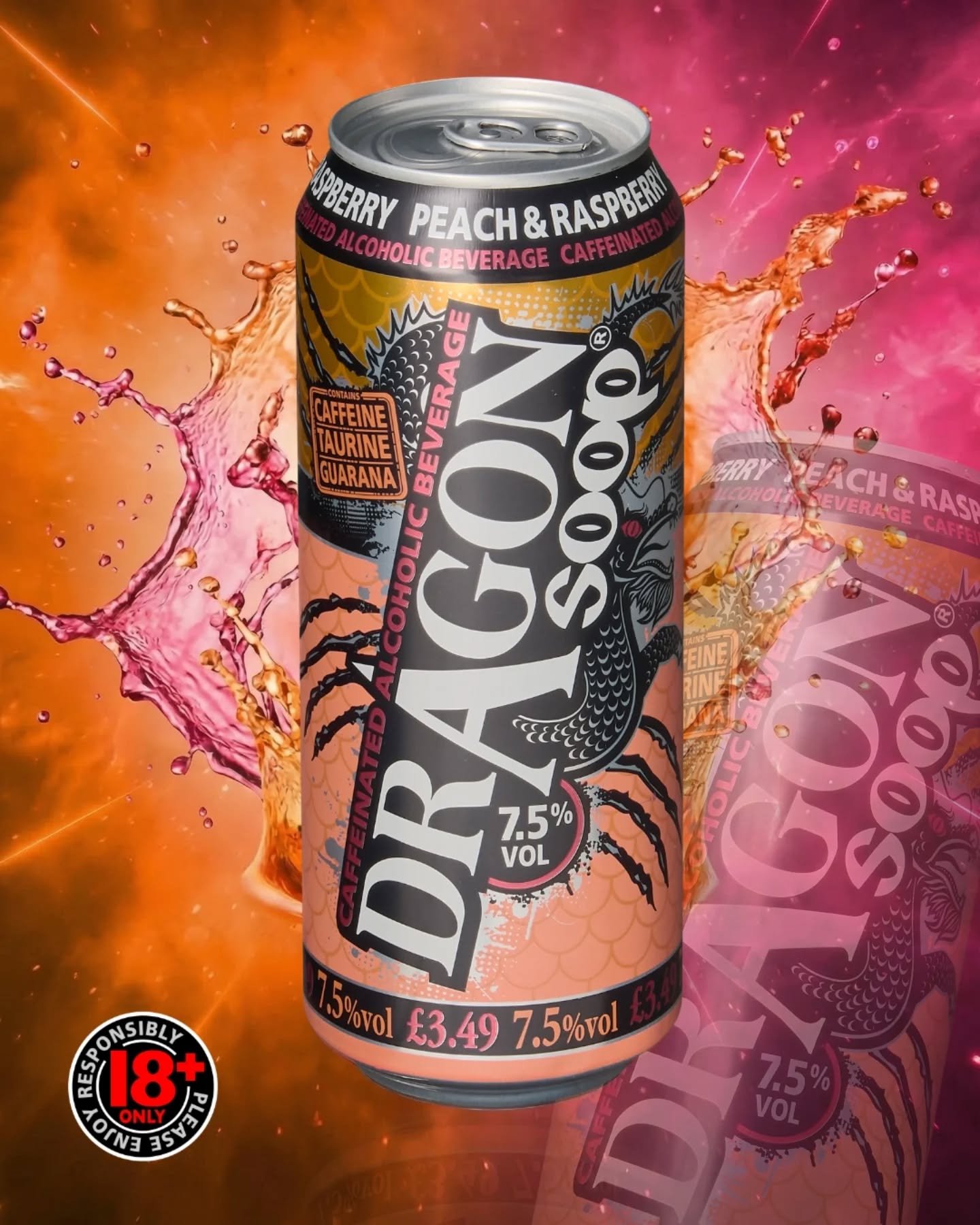 Peach. Raspberry. Sorted.

#DragonSoop is 7.5% ABV. Contains Caffeine, Taurine &amp; Guarana.

dragonsoop.com 

18+ only. Please enjoy responsibly