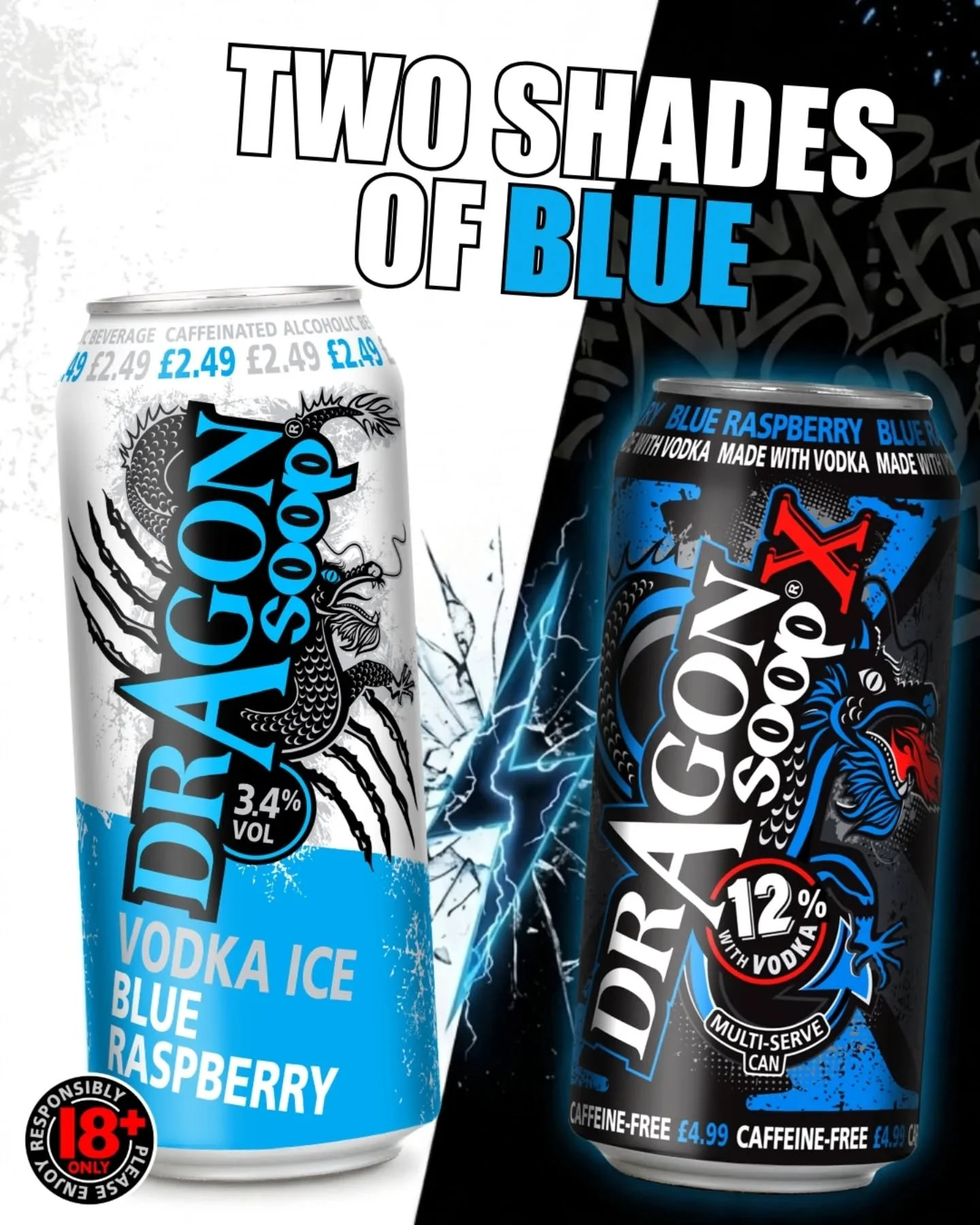 🧊 or ❌️?

🔹 3.4%: NEW Vodka Ice, caffeinated, lower ABV

🔹 12%: Dragon Soop X, bold, vodka-based, and caffeine-free

dragonsoop.com

18+ Only. Please enjoy #dragonsoop responsibly.