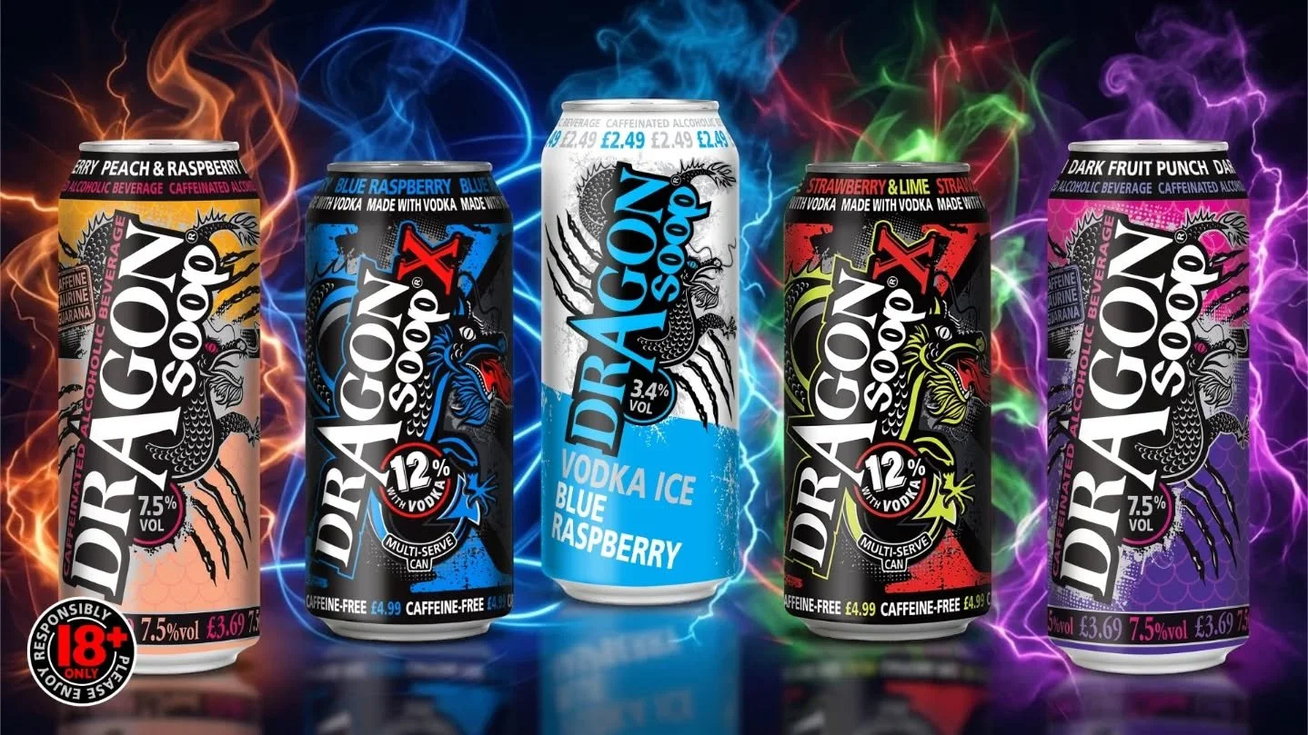More options, different ABVs, same bold flavours 🐉

🔹 3.4%: NEW Vodka Ice, caffeinated, lower ABV

🔹 7.5%: The original caffeinated classic

🔹 12%: Bold, vodka-based, and caffeine-free

Discover the full lineup at your local retailer:

dragonsoop