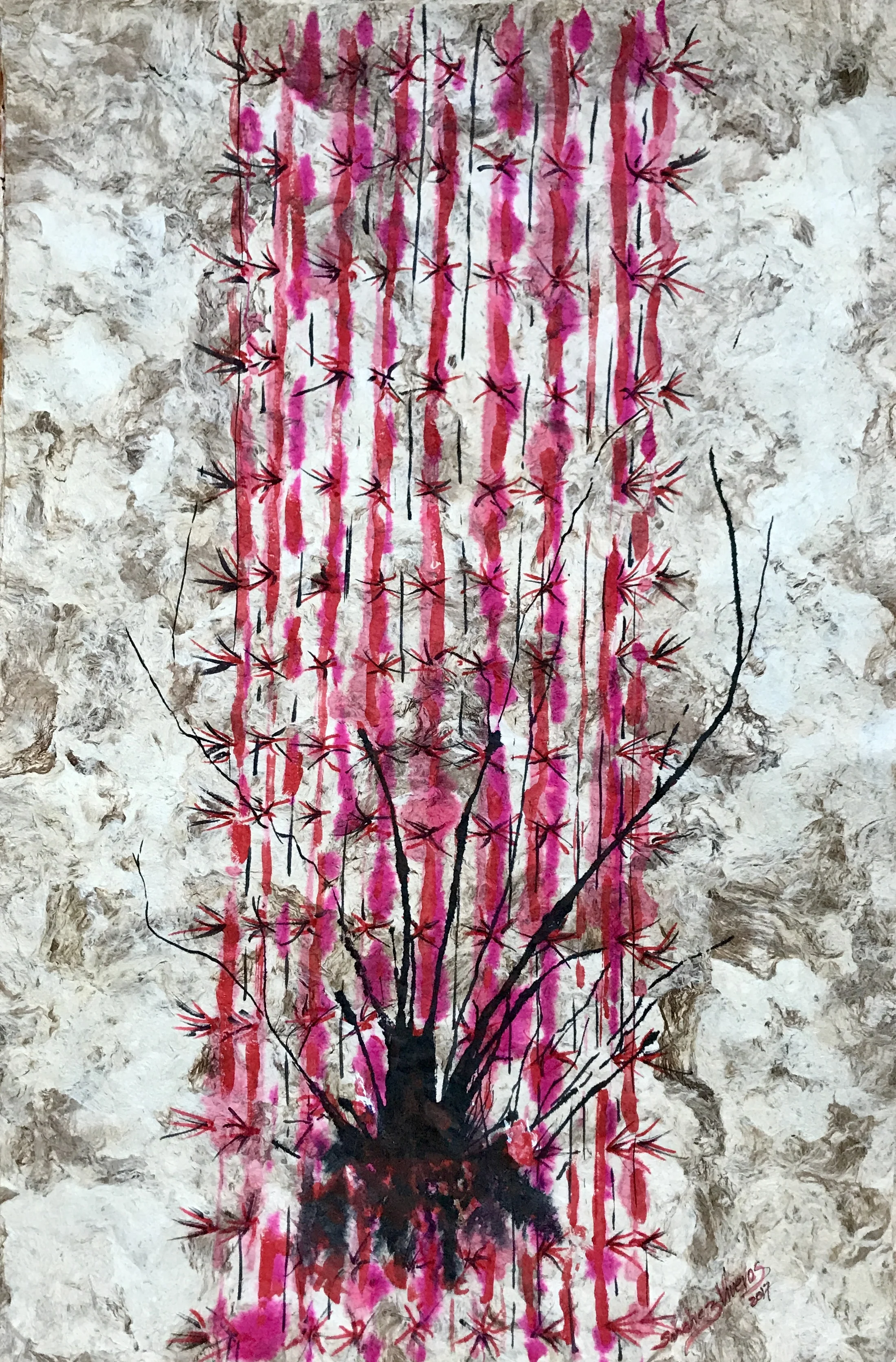 Pachycerus , 2017 Técnica mixta sobre papel amate 58 x 39 cm