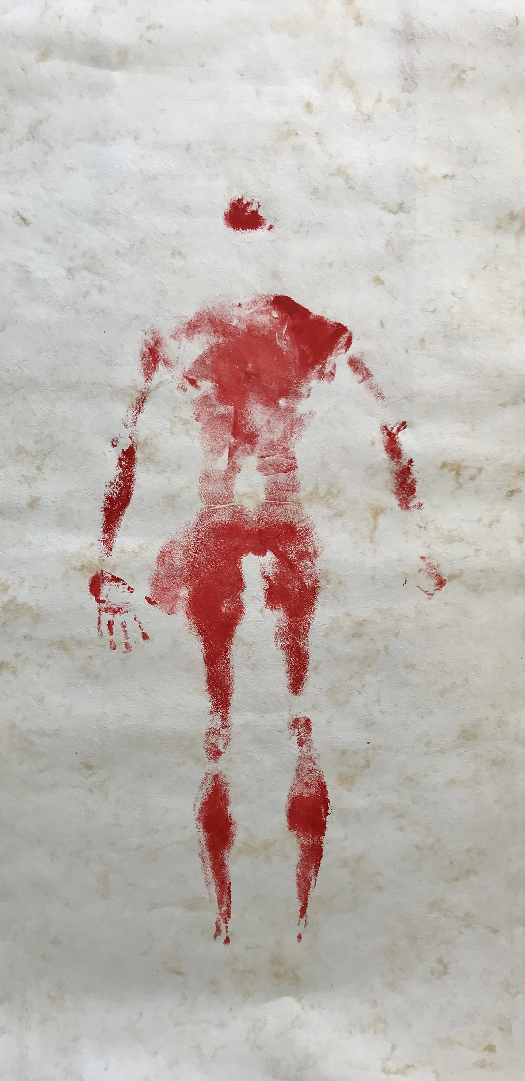 2017 Body print with acrylic paint on amate paper 244 x 122 cm