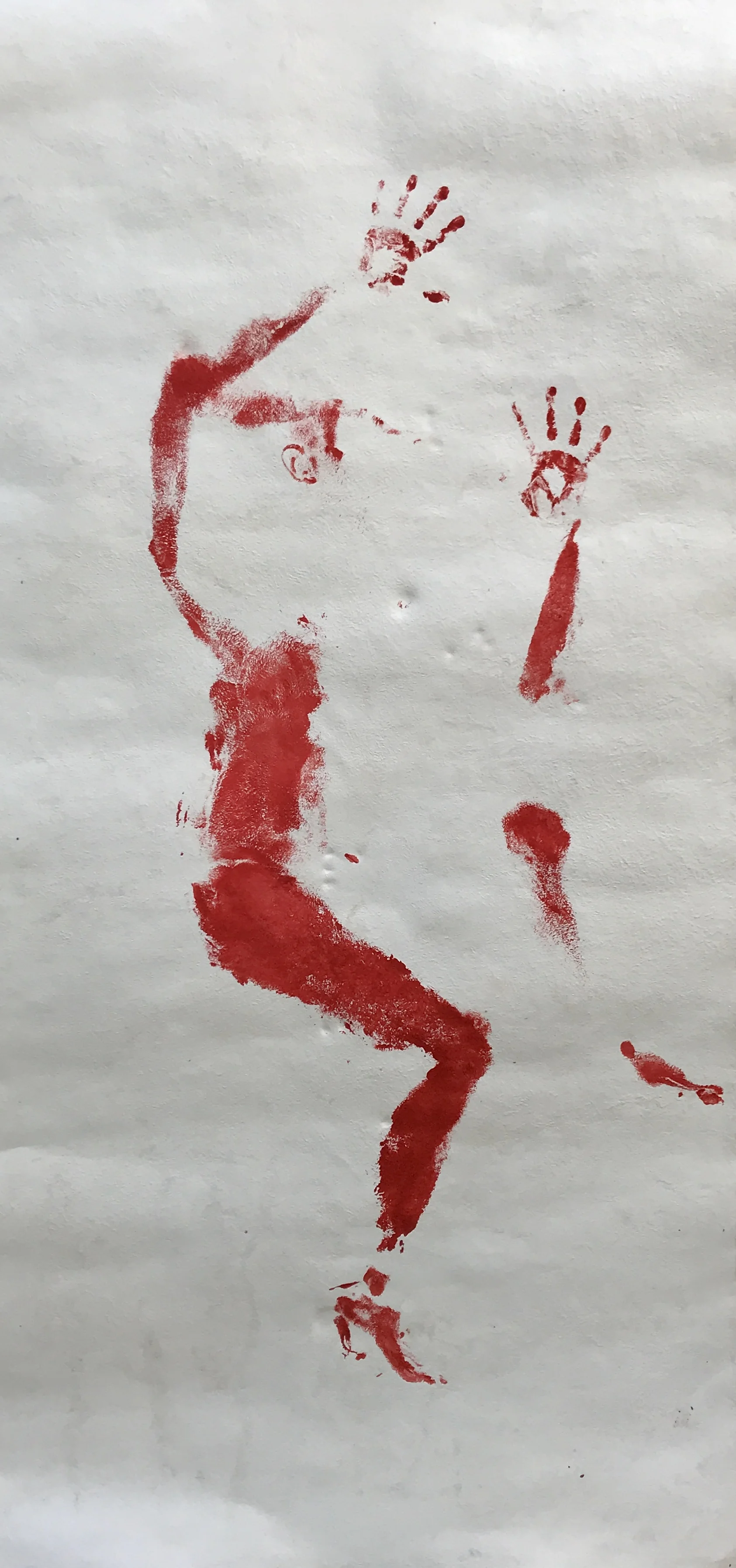 2017 Body print with acrylic paint on amate paper 244 x 122 cm