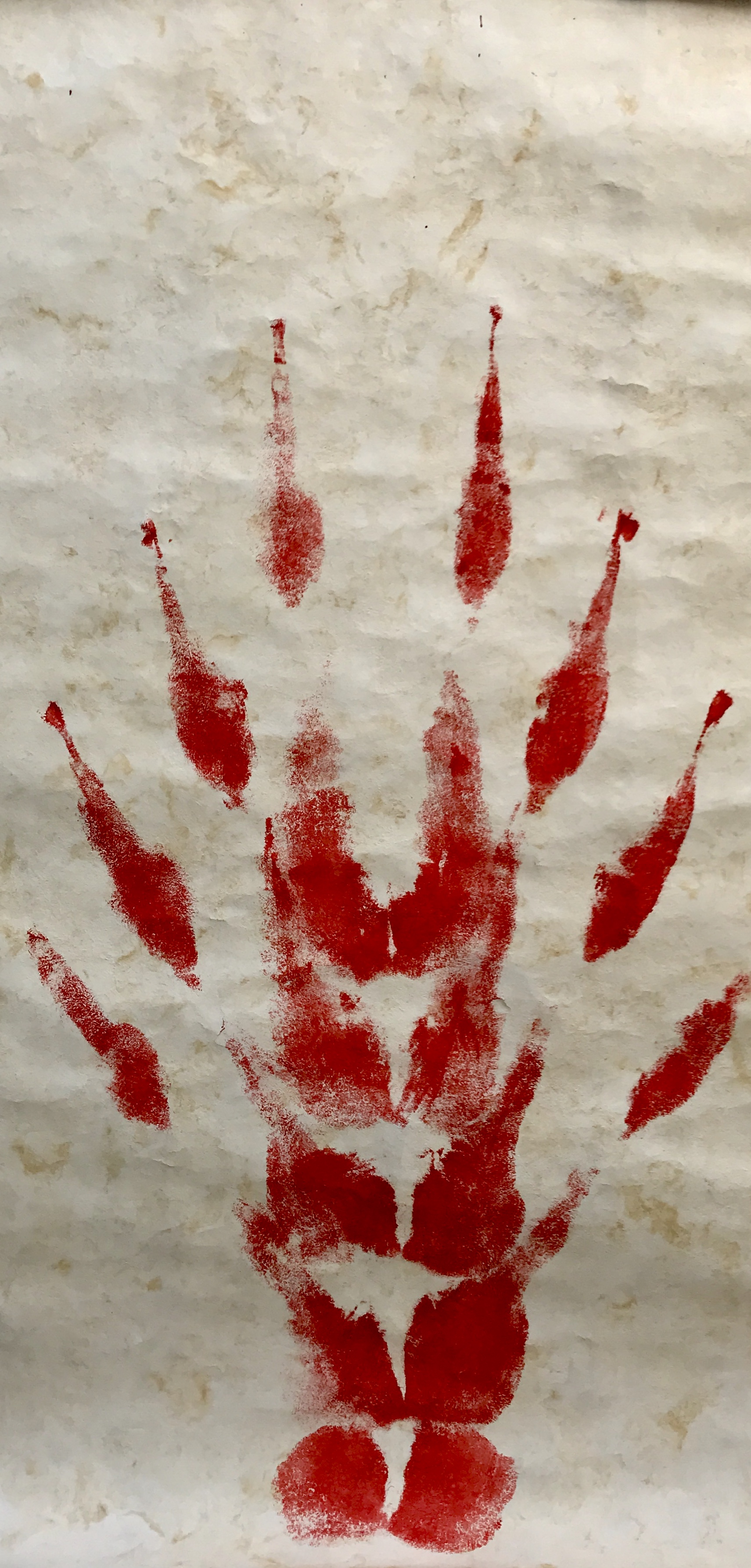 2017 Body print with acrylic paint on amate paper 244 x 122 cm