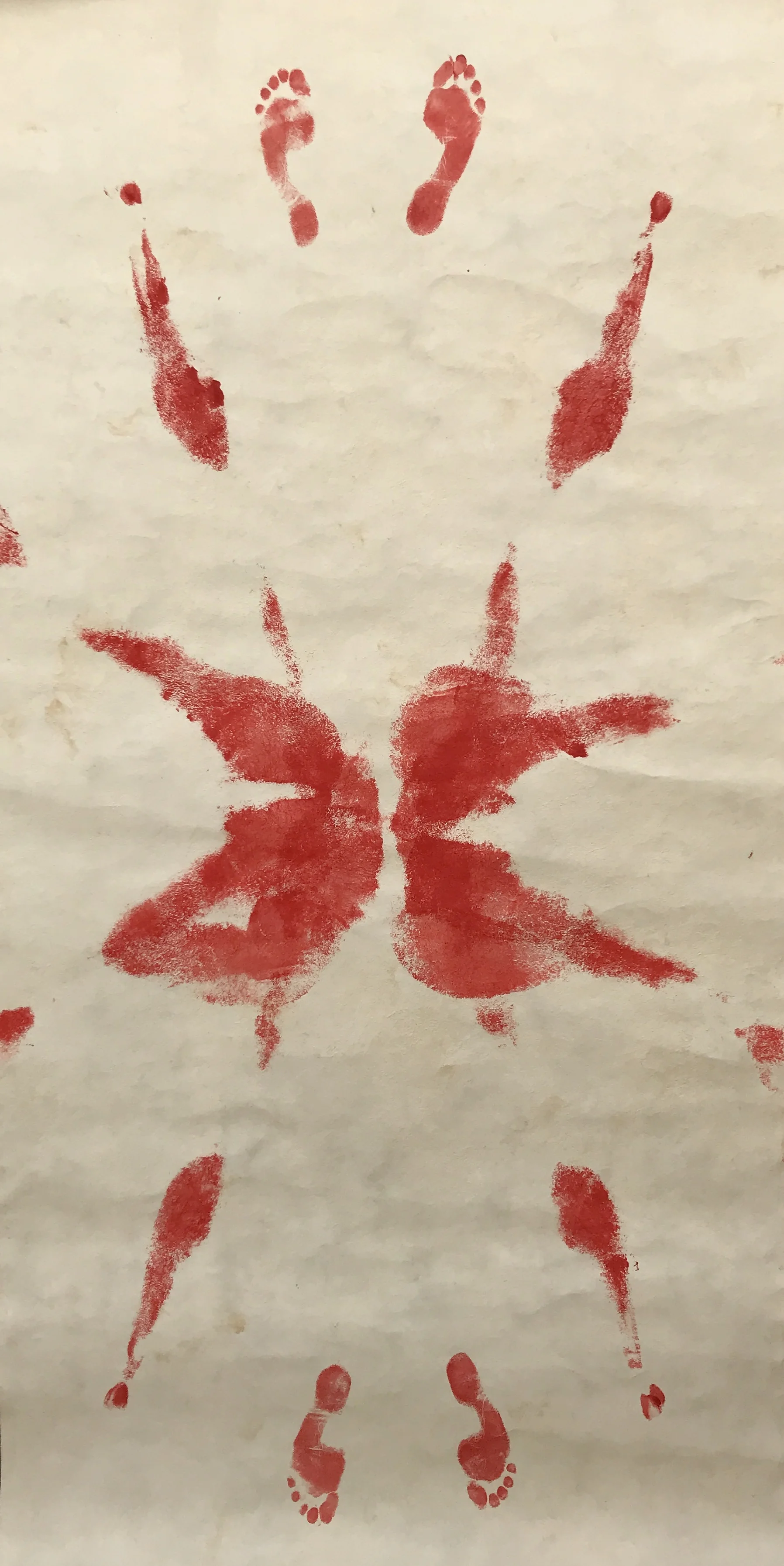 2017 Body print with acrylic paint on amate paper 244 x 122 cm