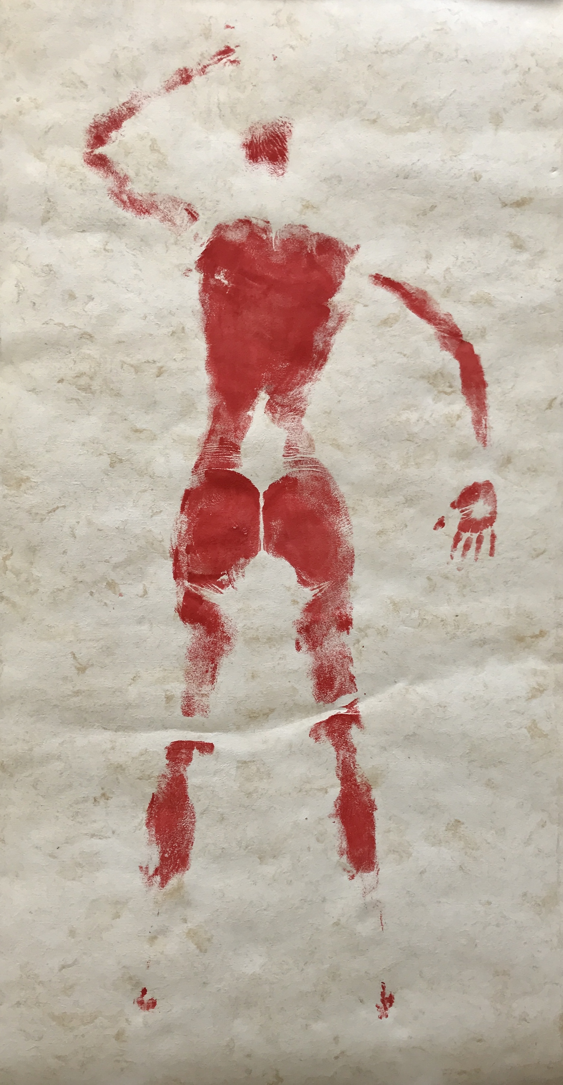 2017 Body print with acrylic paint on amate paper 244 x 122 cm
