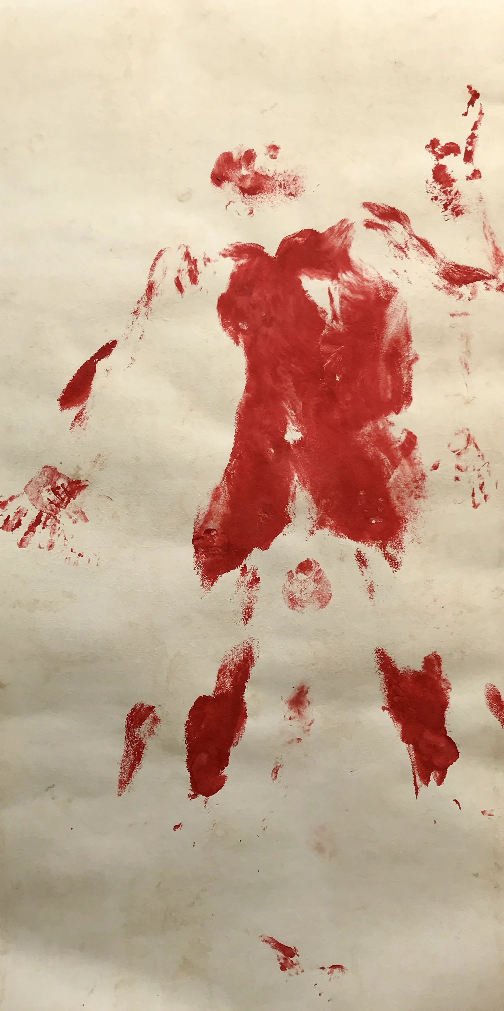 2017 Body print with acrylic paint on amate paper 244 x 122 cm