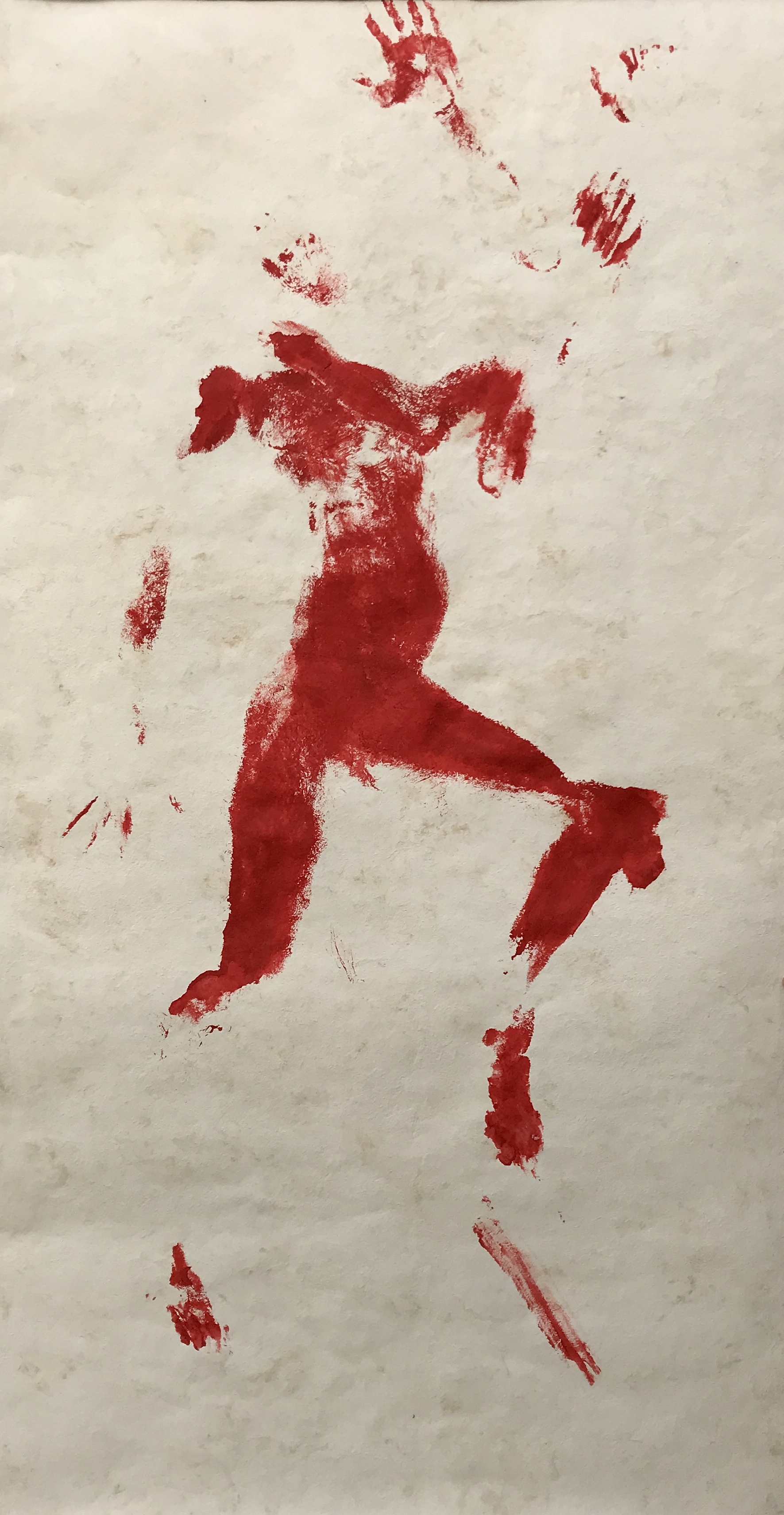 2017 Body print with acrylic paint on amate paper 244 x 122 cm