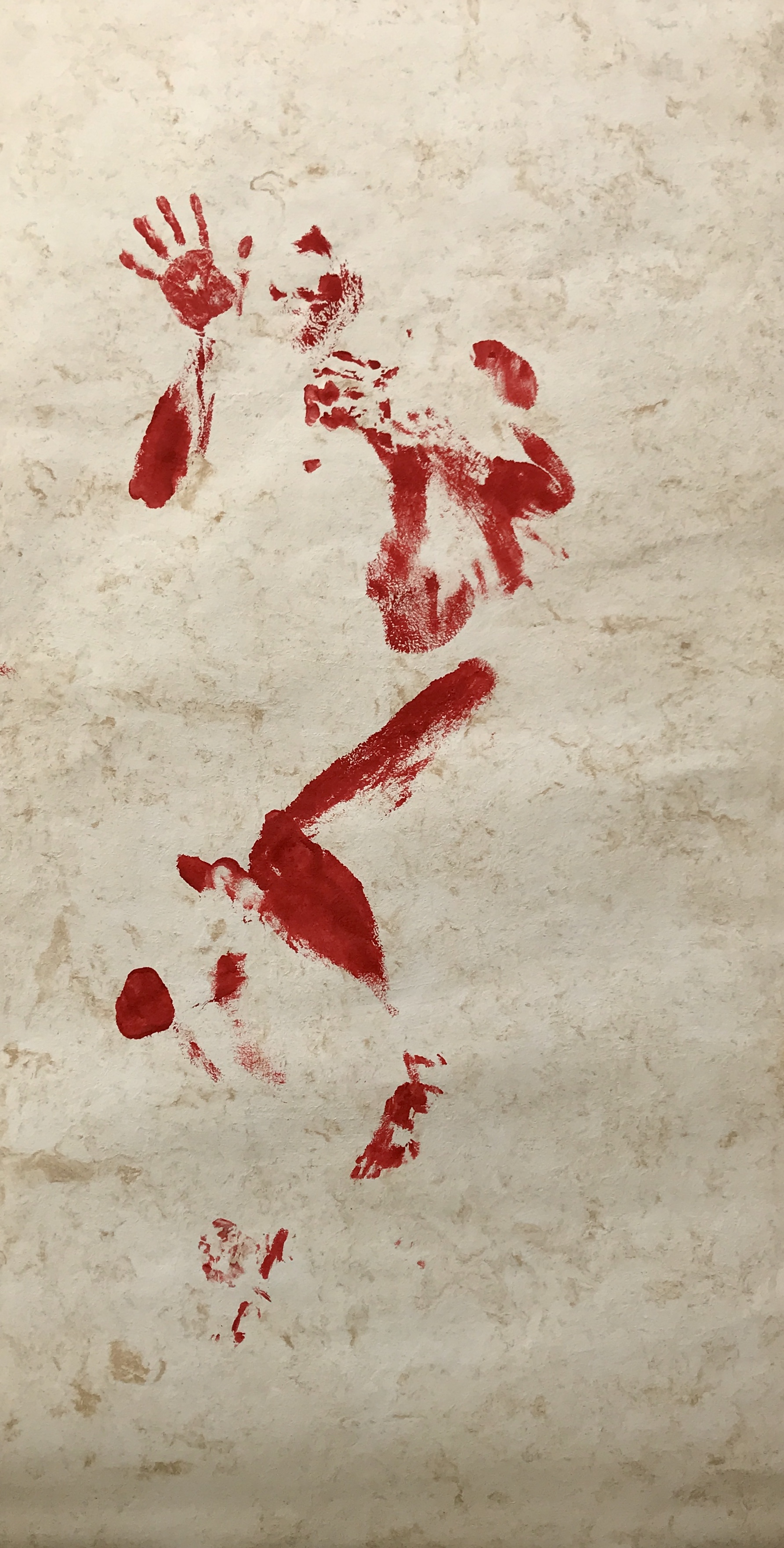 2017 Body print with acrylic paint on amate paper 244 x 122 cm