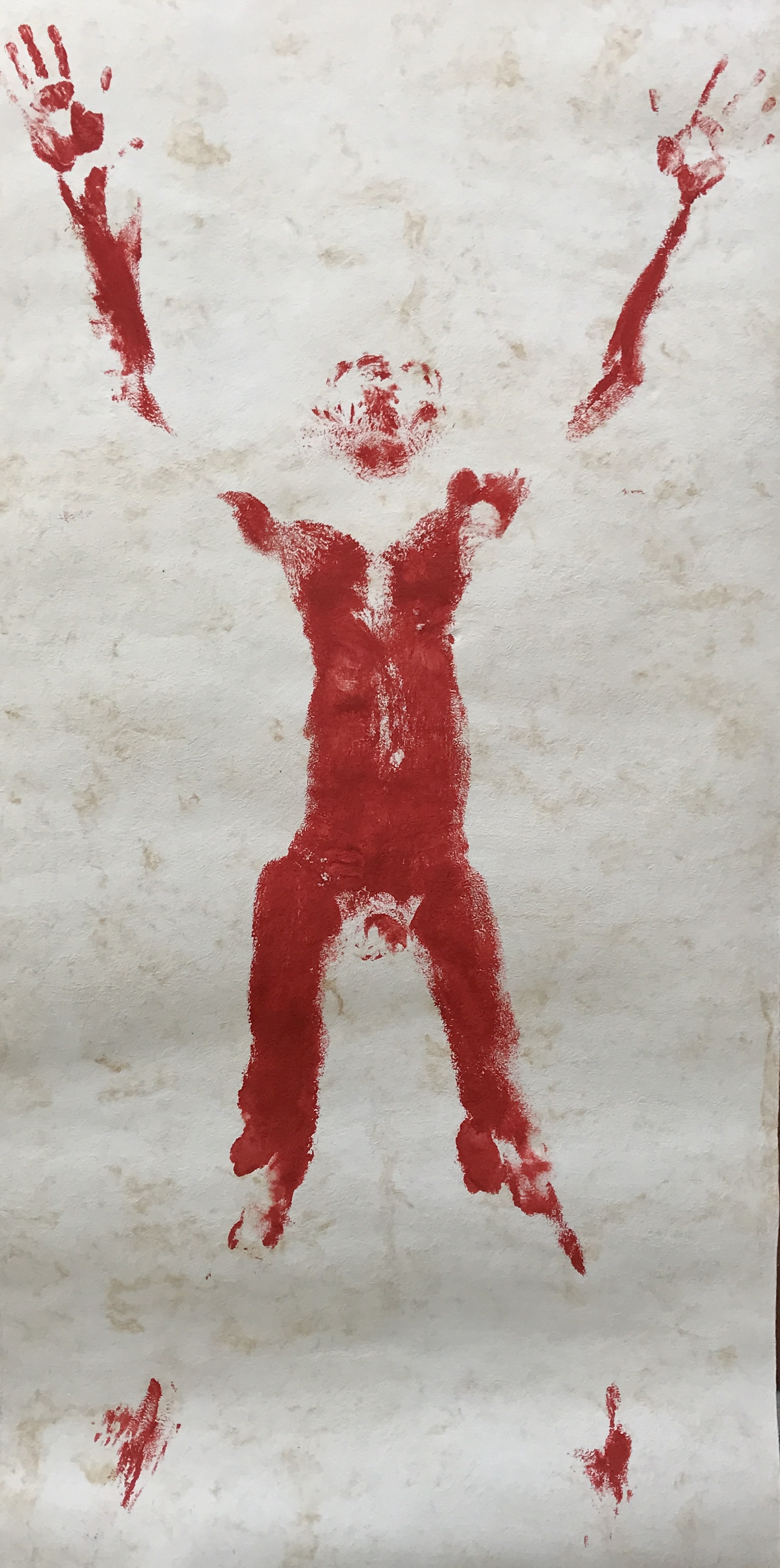 2017 Body print with acrylic paint on amate paper 244 x 122 cm