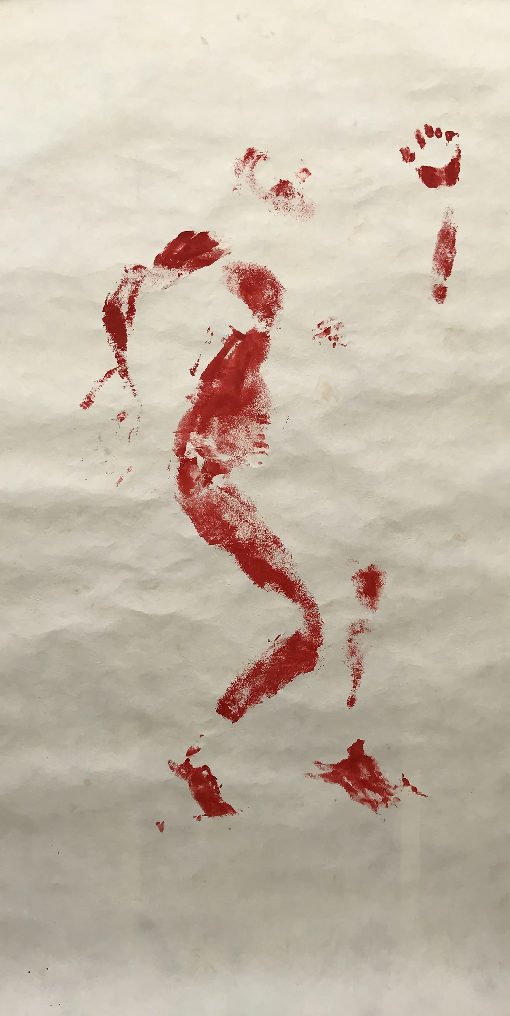 2017 Body print with acrylic paint on amate paper 244 x 122 cm