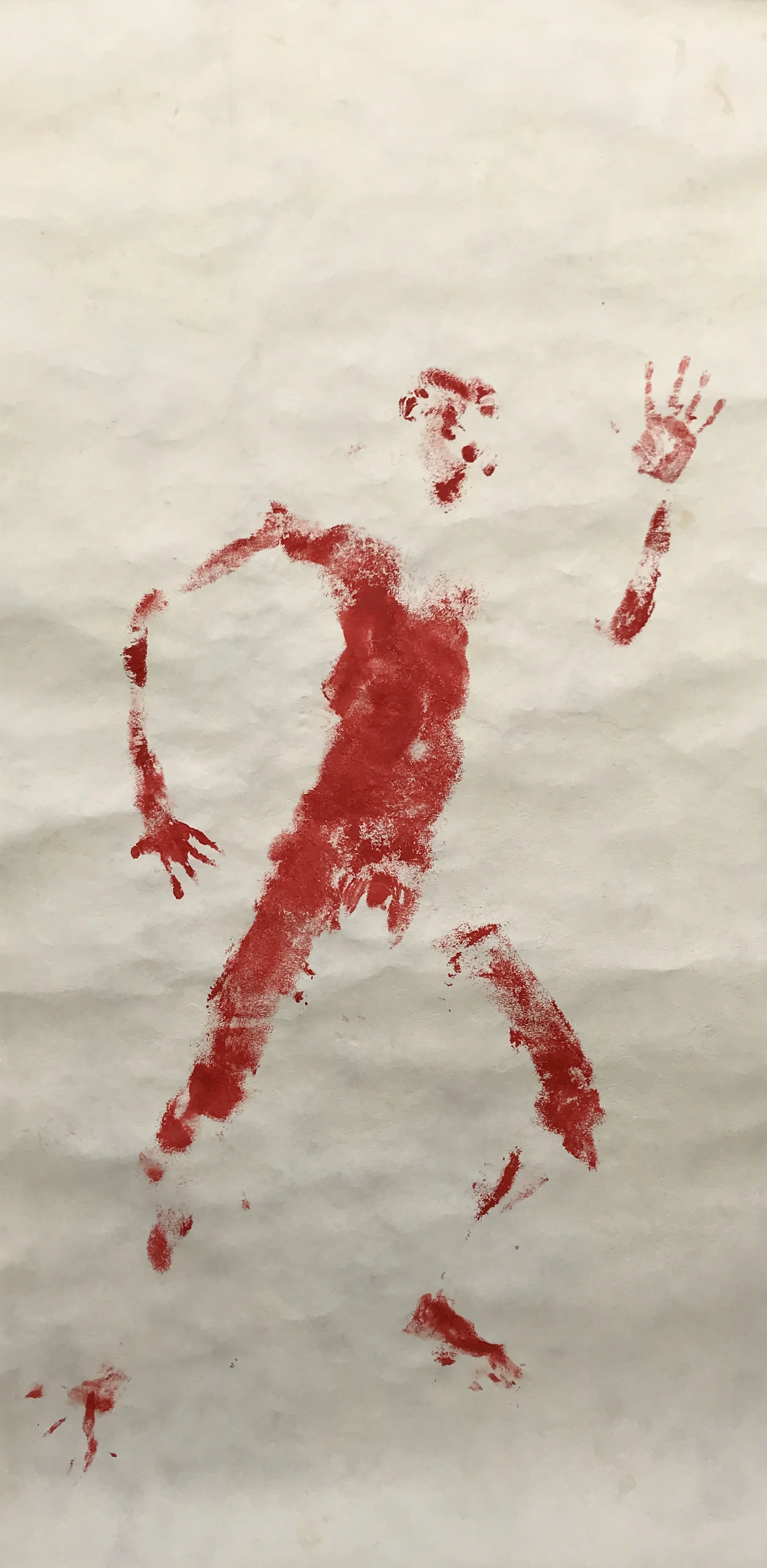 2017 Body print with acrylic paint on amate paper 244 x 122 cm