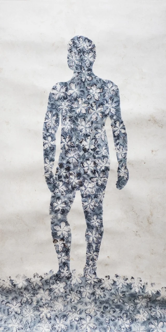 Feel The Nature, 2018 Floral pigments on handmade amate paper 240 x 120 cm