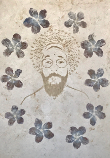 Saint Gabriel, 2018 Floral pigments on handmade amate paper 90 x 60 cm