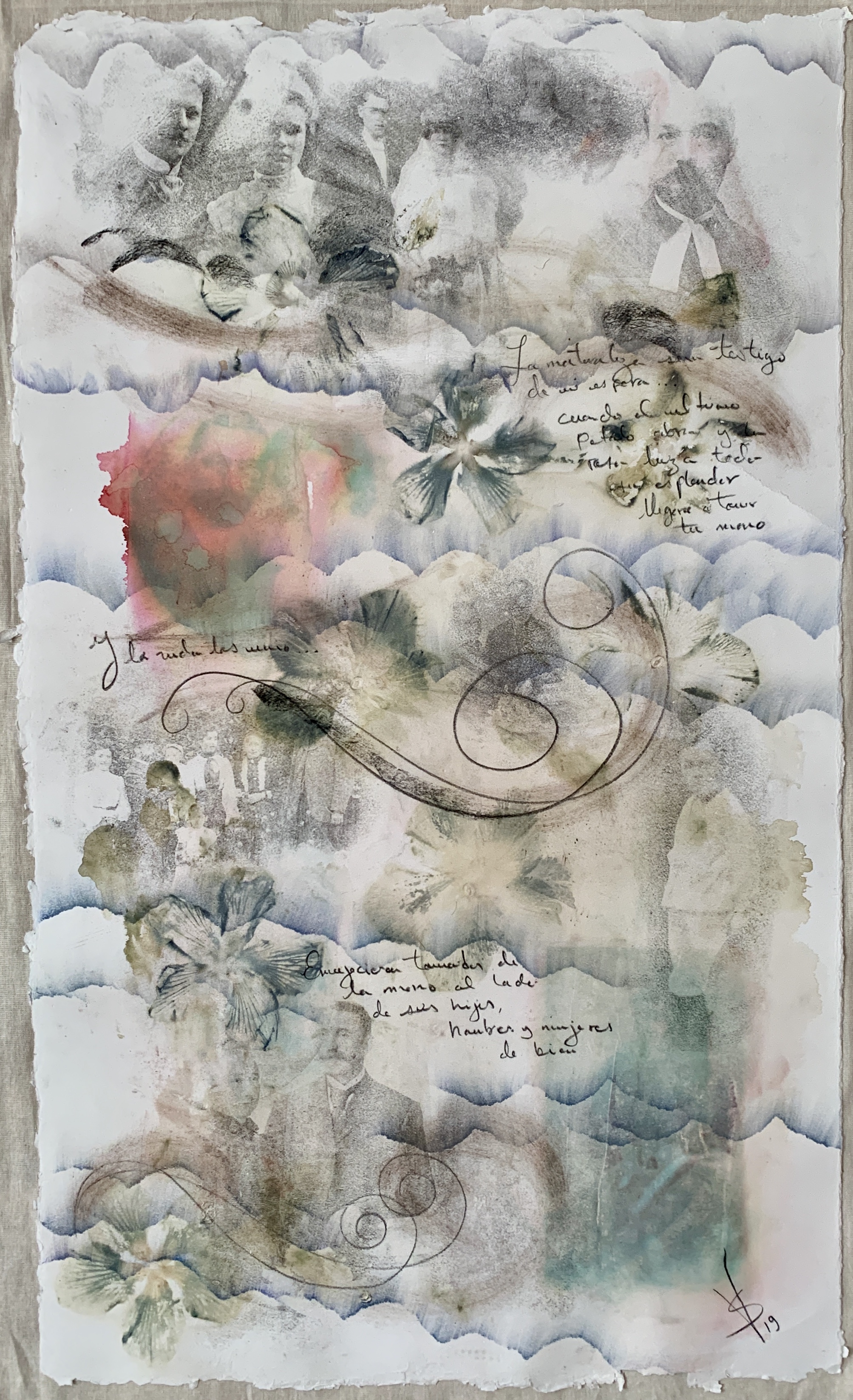 De la colección “Flags of Nature”, 2019 Técnica mixta con pigmentos florales sobre papel artesanal 100 x 60 cm
