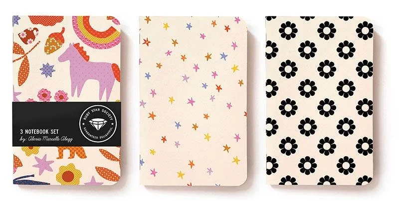 Set of Three  Meadow Star Notebooks