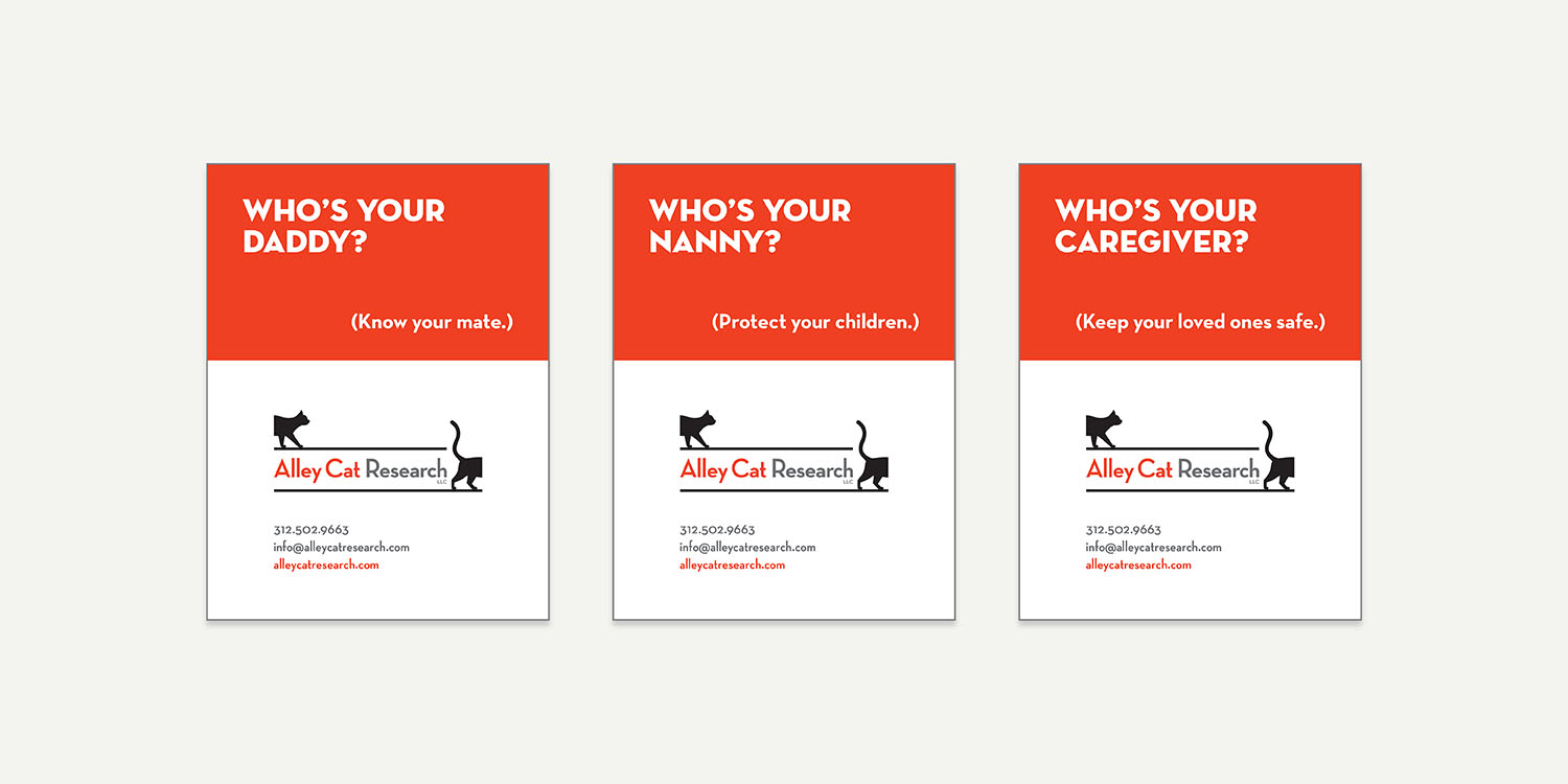 The color usage shifts in hierarchy from black/gray/red for corporate communications to red/black/gray for individuals.