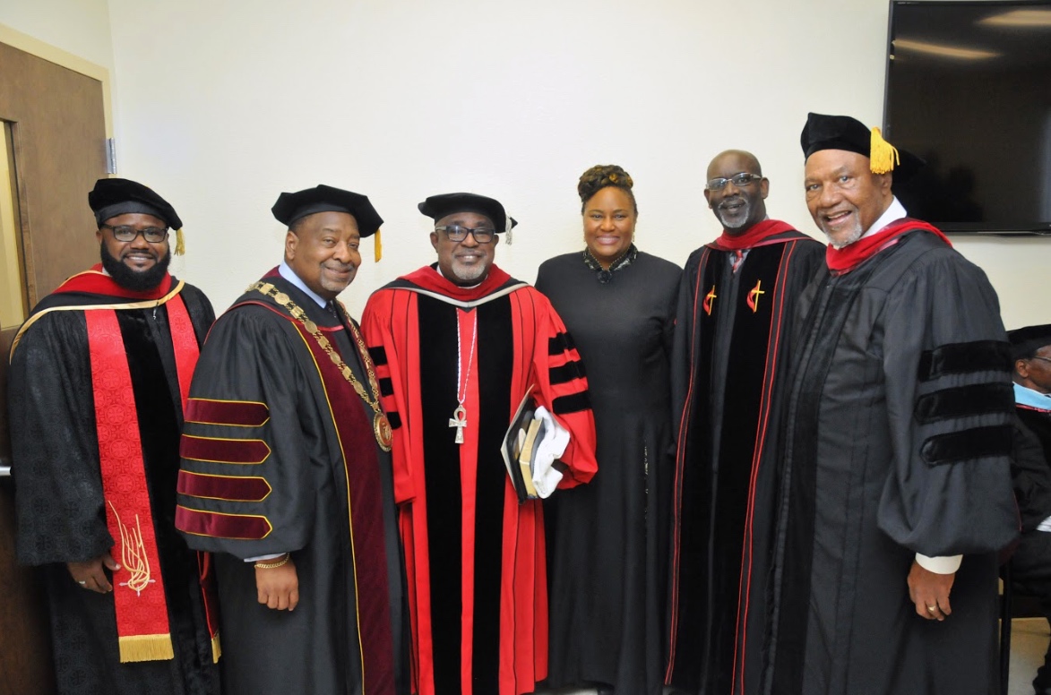   Pictured from left to right: Rev. David Allen, Interim President Hubert Grimes, Dr. Daran Mitchell, Rev. Kenya Lovell, Kevin James, Rev. Randolph Bracy Jr.  