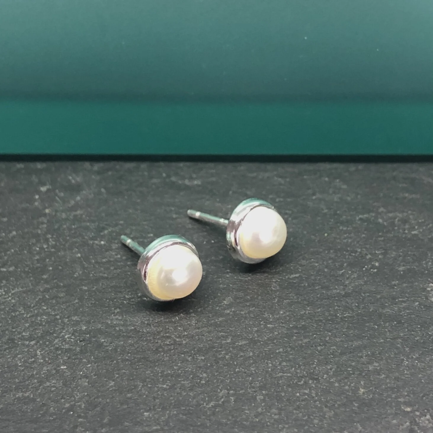 Pearl In Circle Stud Earrings