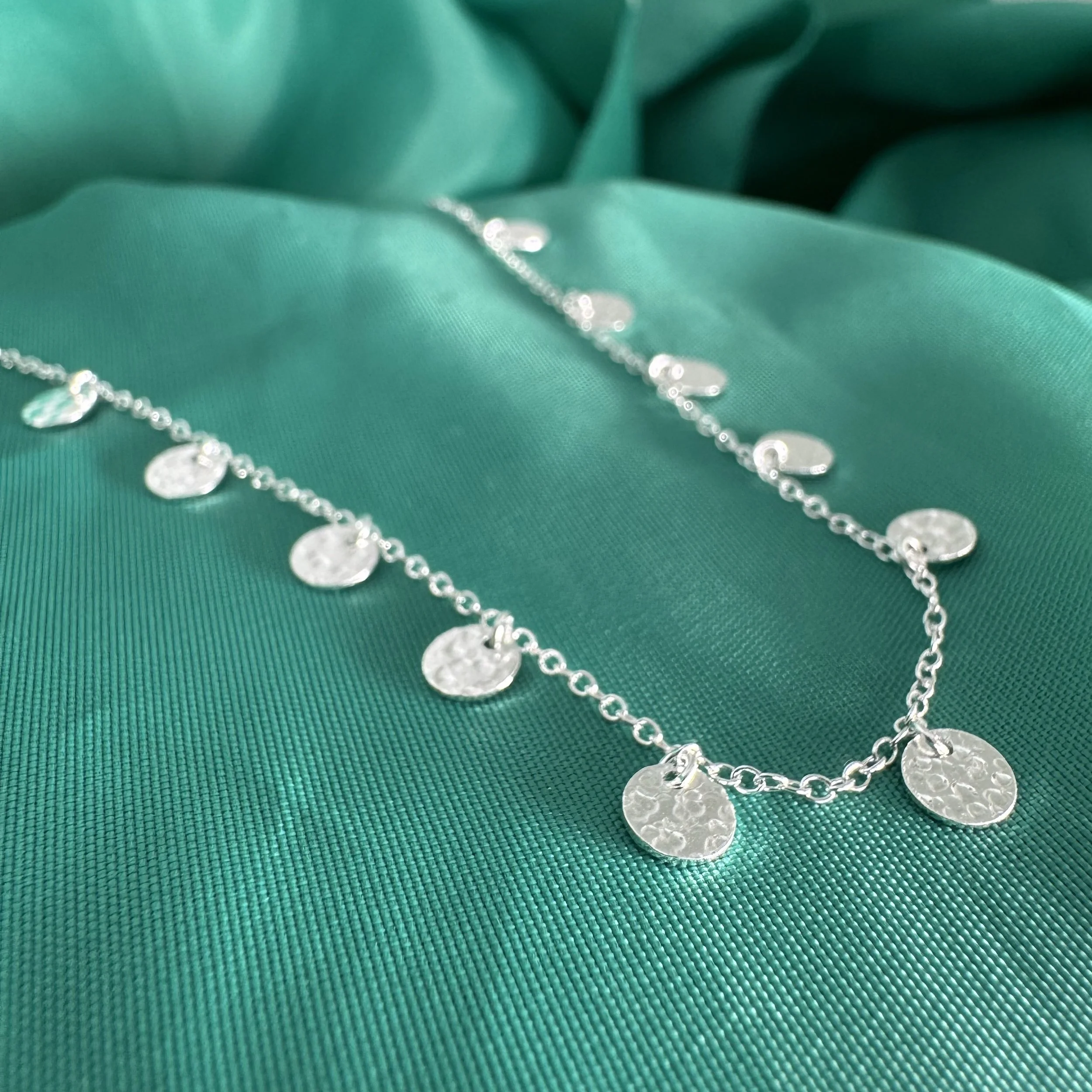 Silver Textured Disc Necklace