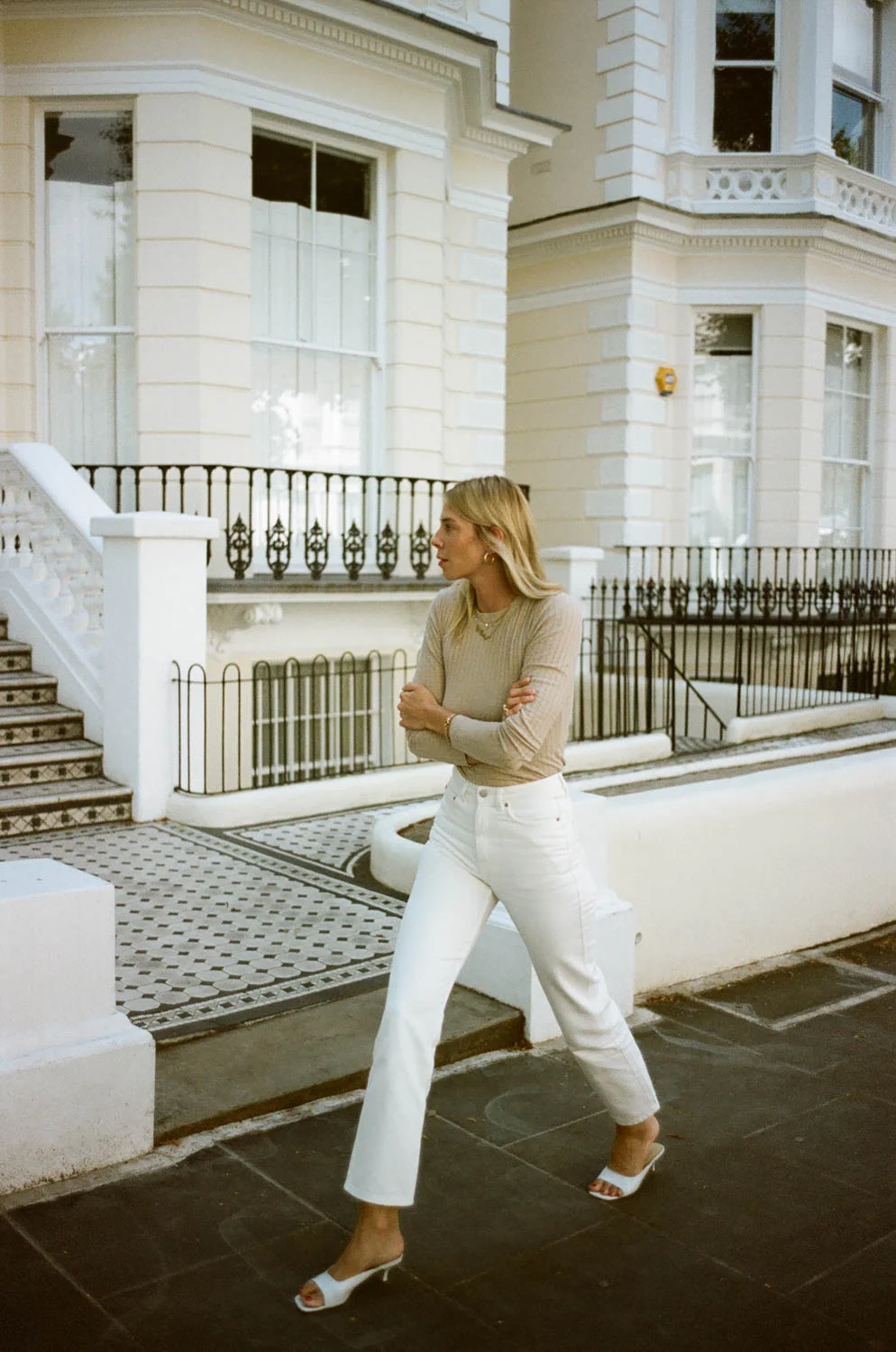 weekday row white jeans