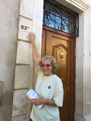 Simone at the front door