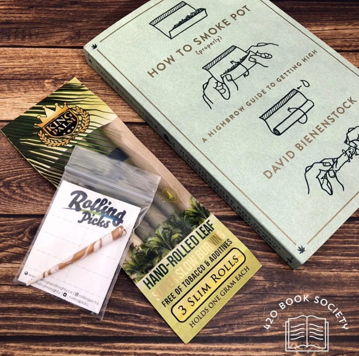 June 2018 Get High Properly! June’s membership features “How to Smoke Pot (Properly), A Highbrow Guide to Getting High” by David Bienenstock. Much more than the “How To” book the title implies. “How to Smoke Pot (Properly)”, is an fun, informative read through the history of this amazing plant, cannabis customs, culture, industry and modern etiquette, mixed with good advice, fun facts and pot humor! Also included in this month’s subscription is a Rolling Pick by “The High And Mighty”, exclusive “420 Book Society” Hemp Wick Dispenser, “King Palm” Real Leaf Rolls & other fun tools to enhance your cannabis experience! David Bienenstock is a frequent Vice contributing columnist and former HighTimes editor. For more information visit www.davidbienenstock.com