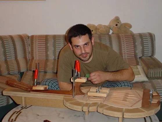 Building my very first guitar, Jerusalem, Israel, 2004