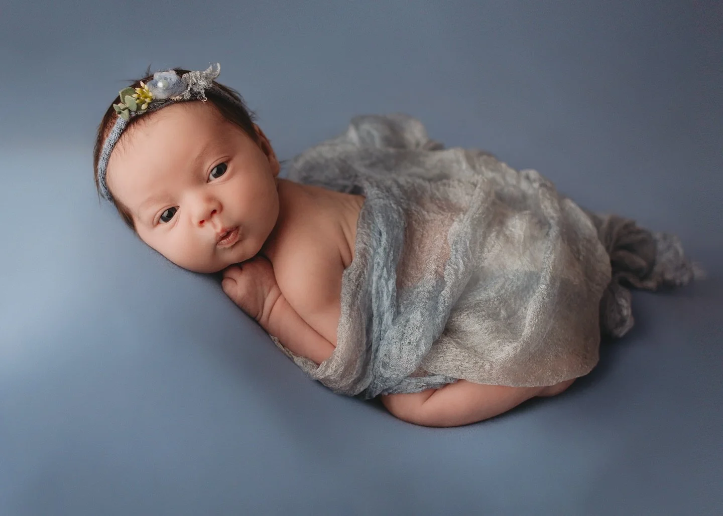 I know I don&rsquo;t post enough on here. Came across this photo I took over a year ago, what a beautiful baby. Love little girls in blue! 🩵 #newbornphotoshoot #northcarolinanewborns #highpointphotographer