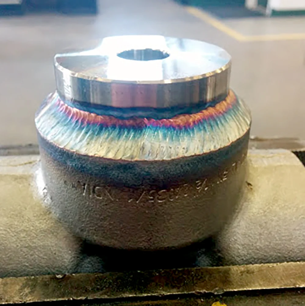Here is a stainless fitting which was fabricated using TIG welding. RPM specializes in many different grades of steel and other alloys to allow better quality and long lasting excellence.