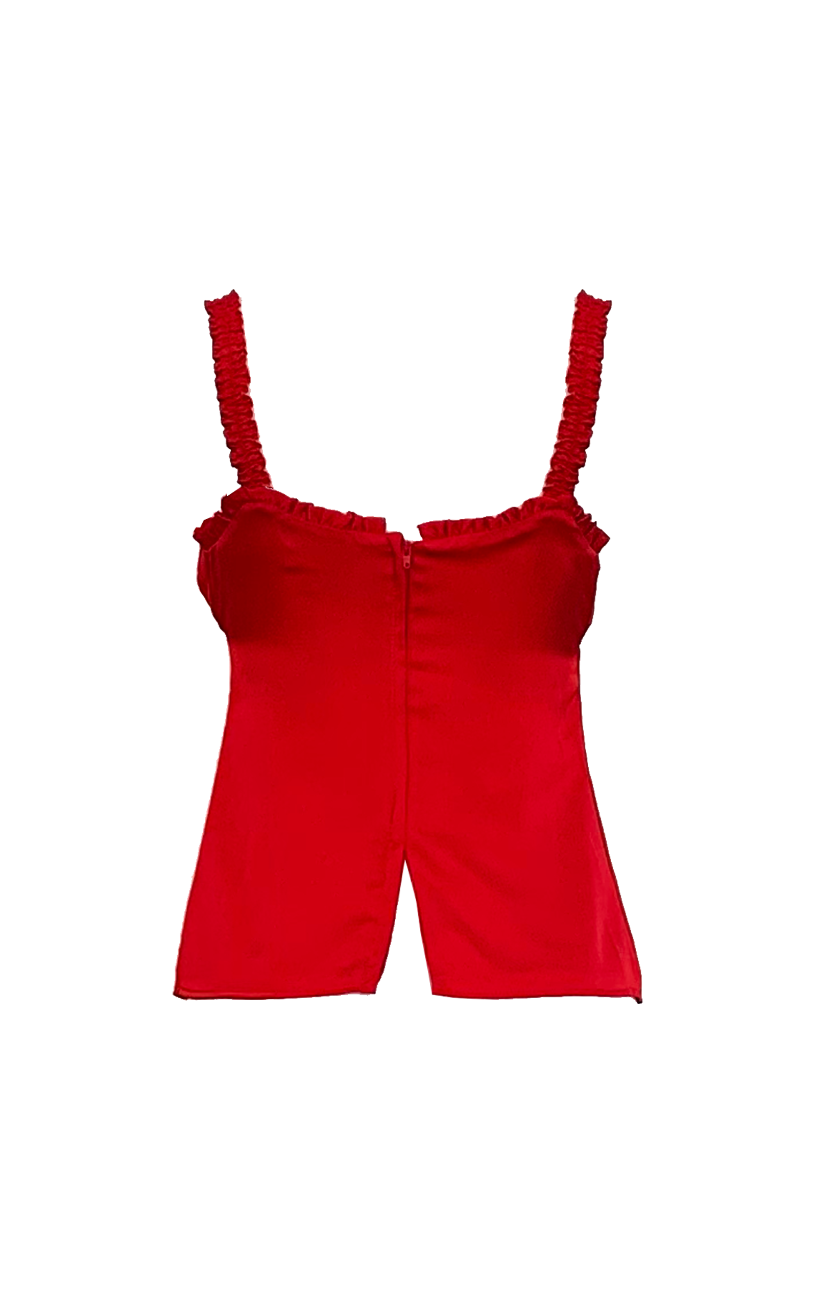 Camisole with elasticated straps and drawstring below bust