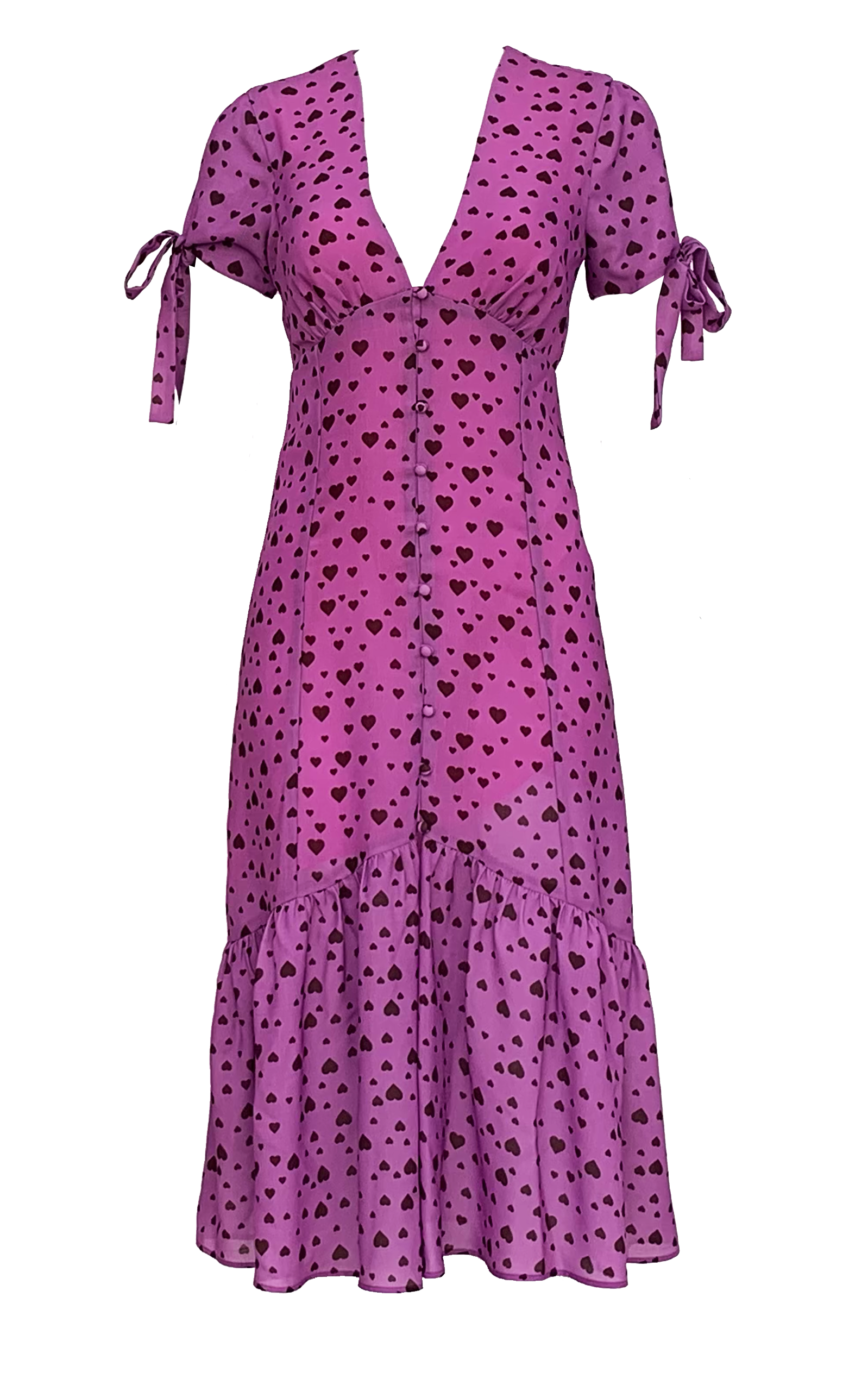 V neck dress with short sleeves and button front