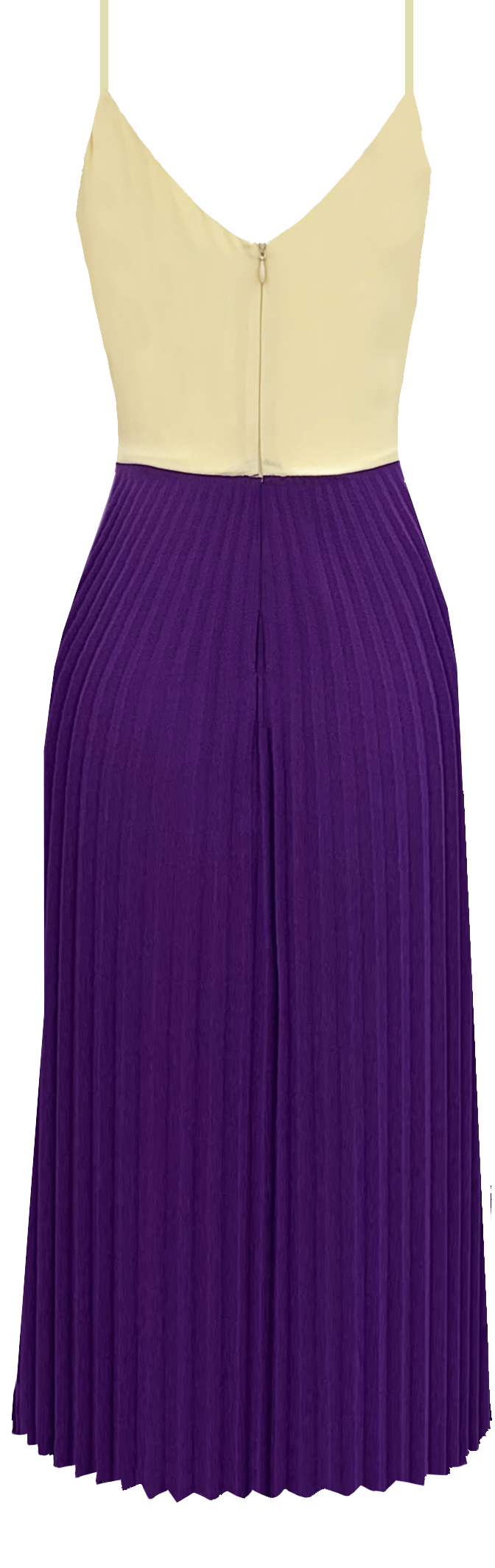 Back of dress with crepe bodice and chiffon skirt bottom