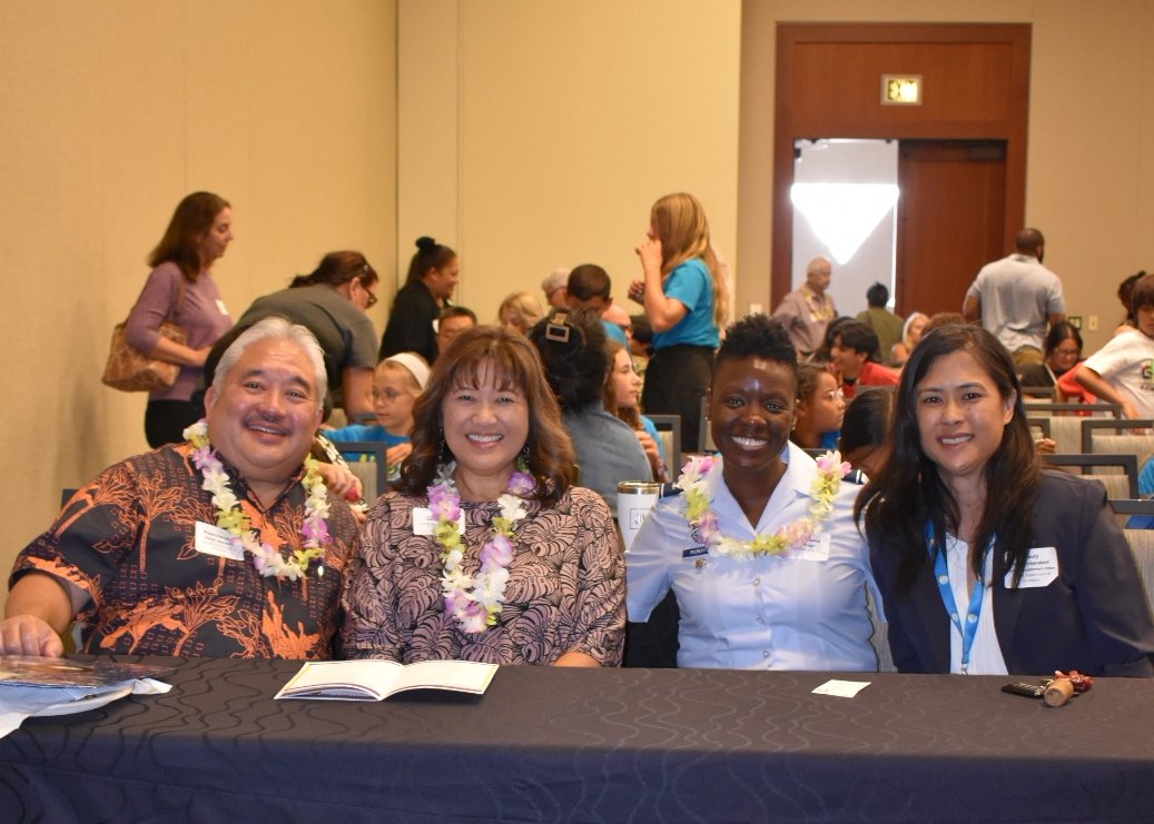  (Left to Right) HIDOE Superintendent Keith Hayashi, Sami Takai, President, K. Mark Takai Foundation, Col. Angenene L. Robertson, Director for Manpower and Personnel, U.S. Indo-Pacific Command, and HIDOE Deputy Superintendent Tammi Oyadomari-Chun.  