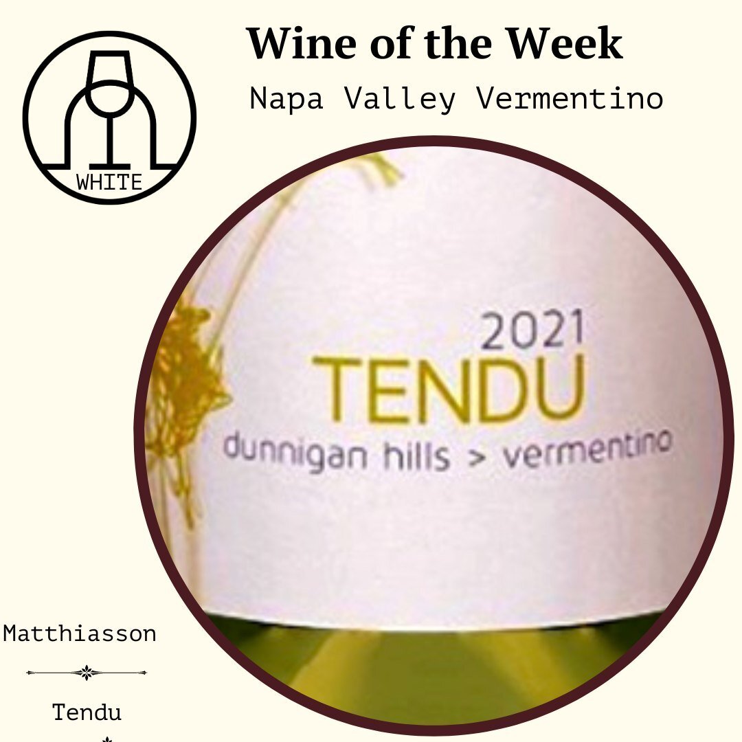 White Wine of the Week! - Napa Valley Vermentino⁠
Matthisasson Tendu Vermentino (1L bottle!)⁠
⁠
⁠
⁠
⁠
#marketstwine #wineoftheweek #wineswithstories #winesworthdiscovering #winesworthsharing #cvillewine #cville #shoplocal #4thstreetcville #wine #napa