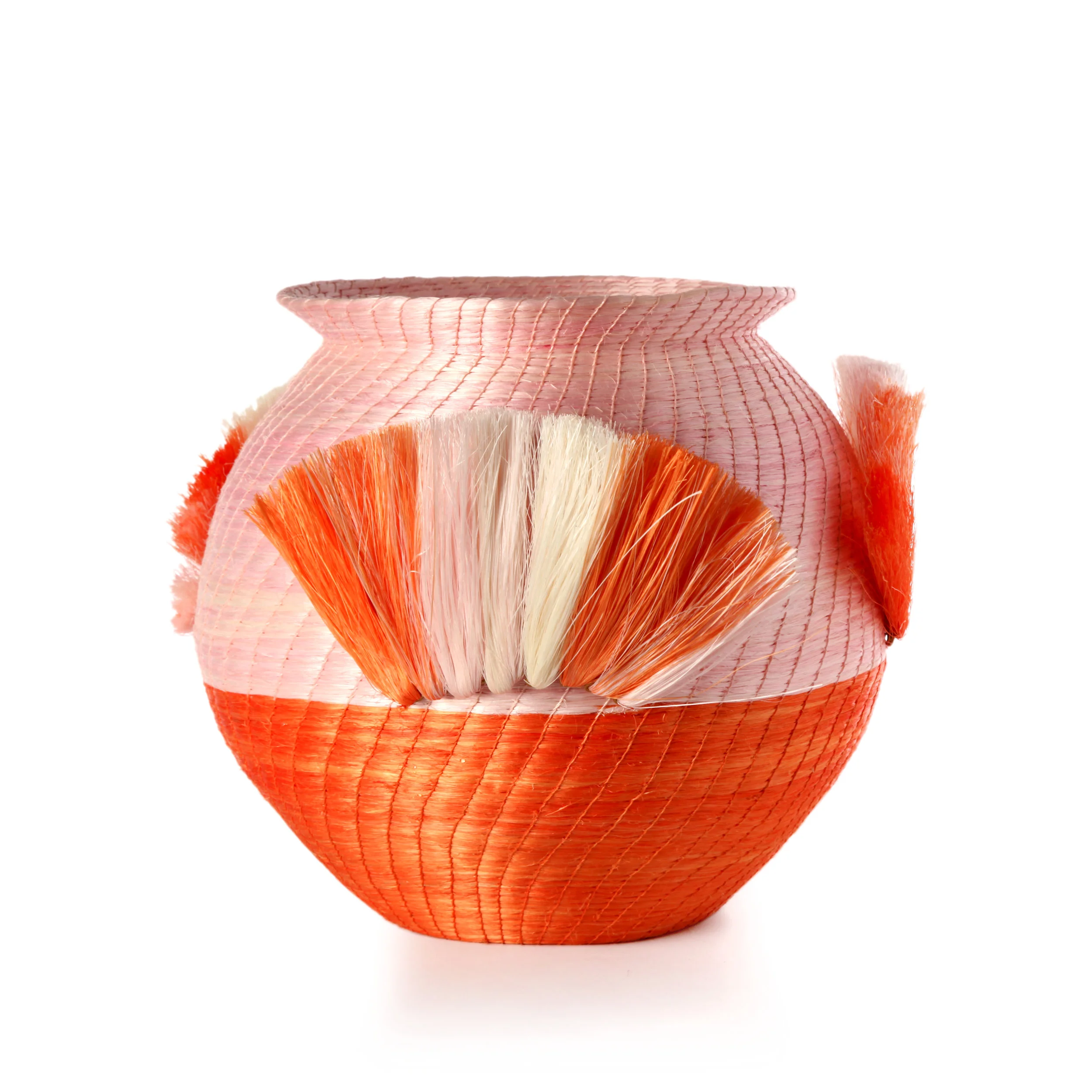 fanned out small bulbous vase blush/papaya + blush fans