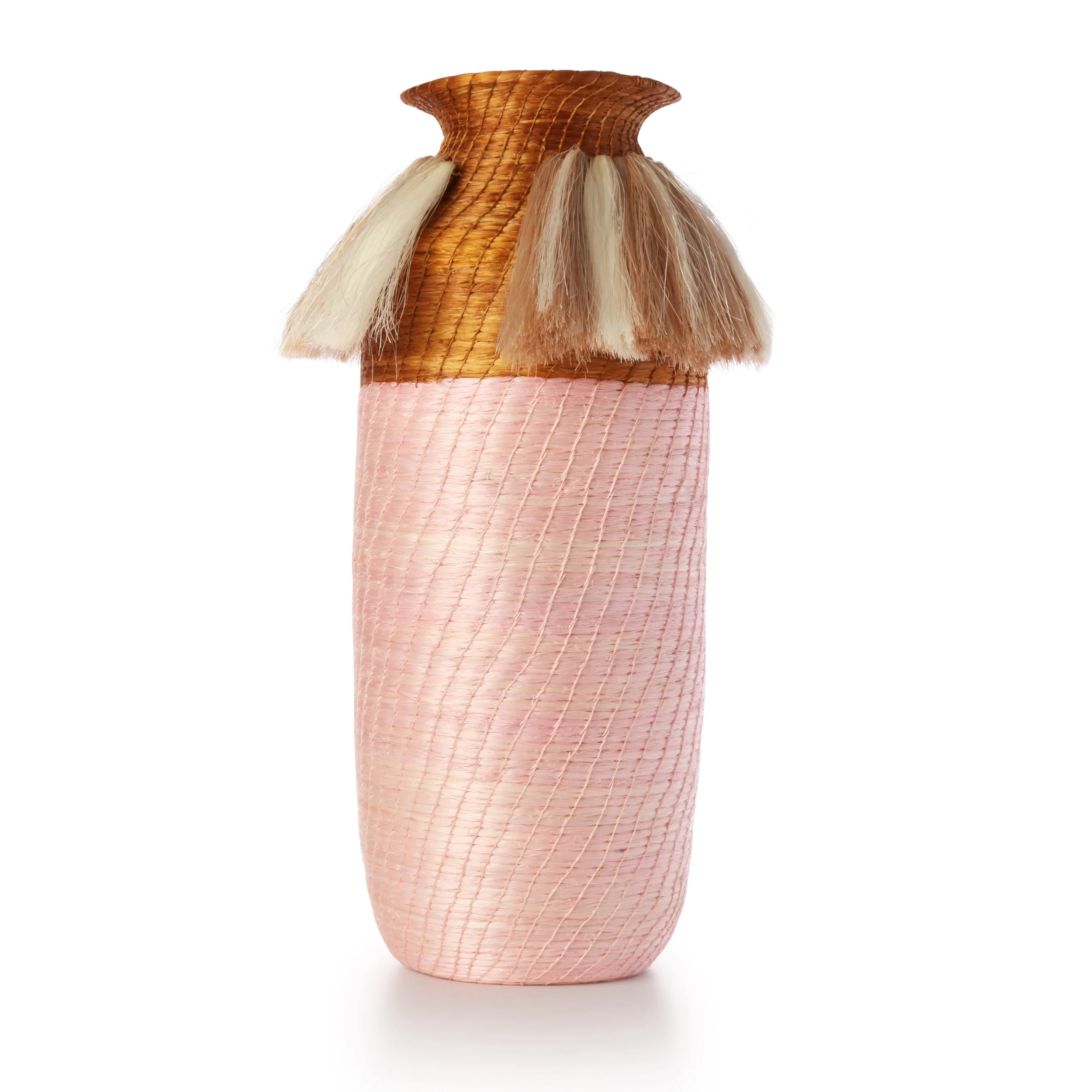 fanned out large tall vase ochre/blush