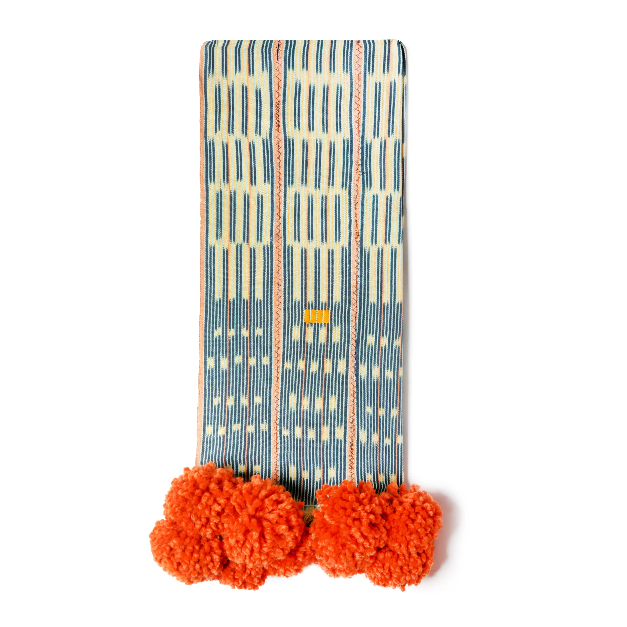baoule pom pom throw - tangerine poms